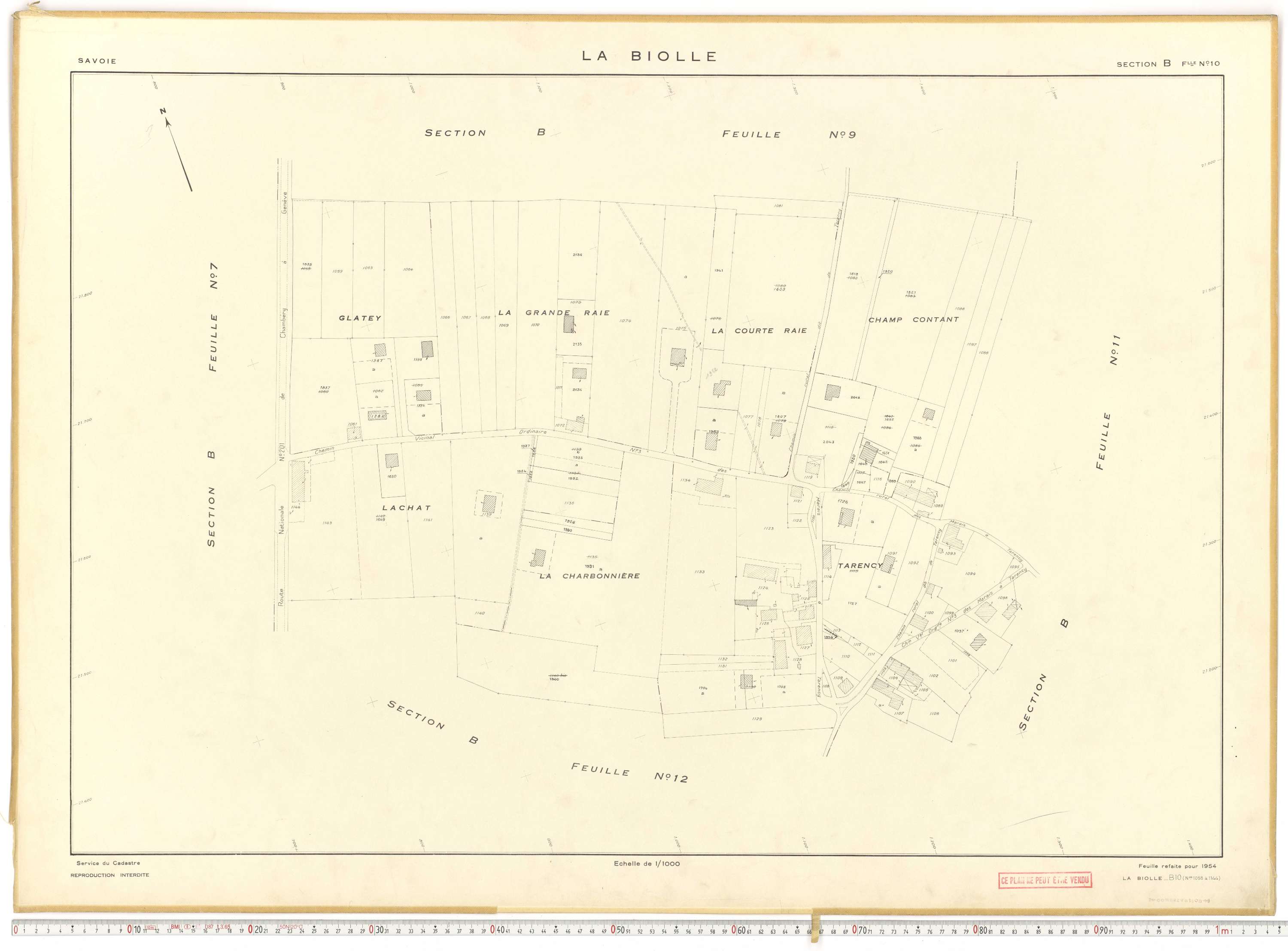 La Biolle - Plans cadastraux du cadastre rénové en 1954 et mis à jour en 1988.