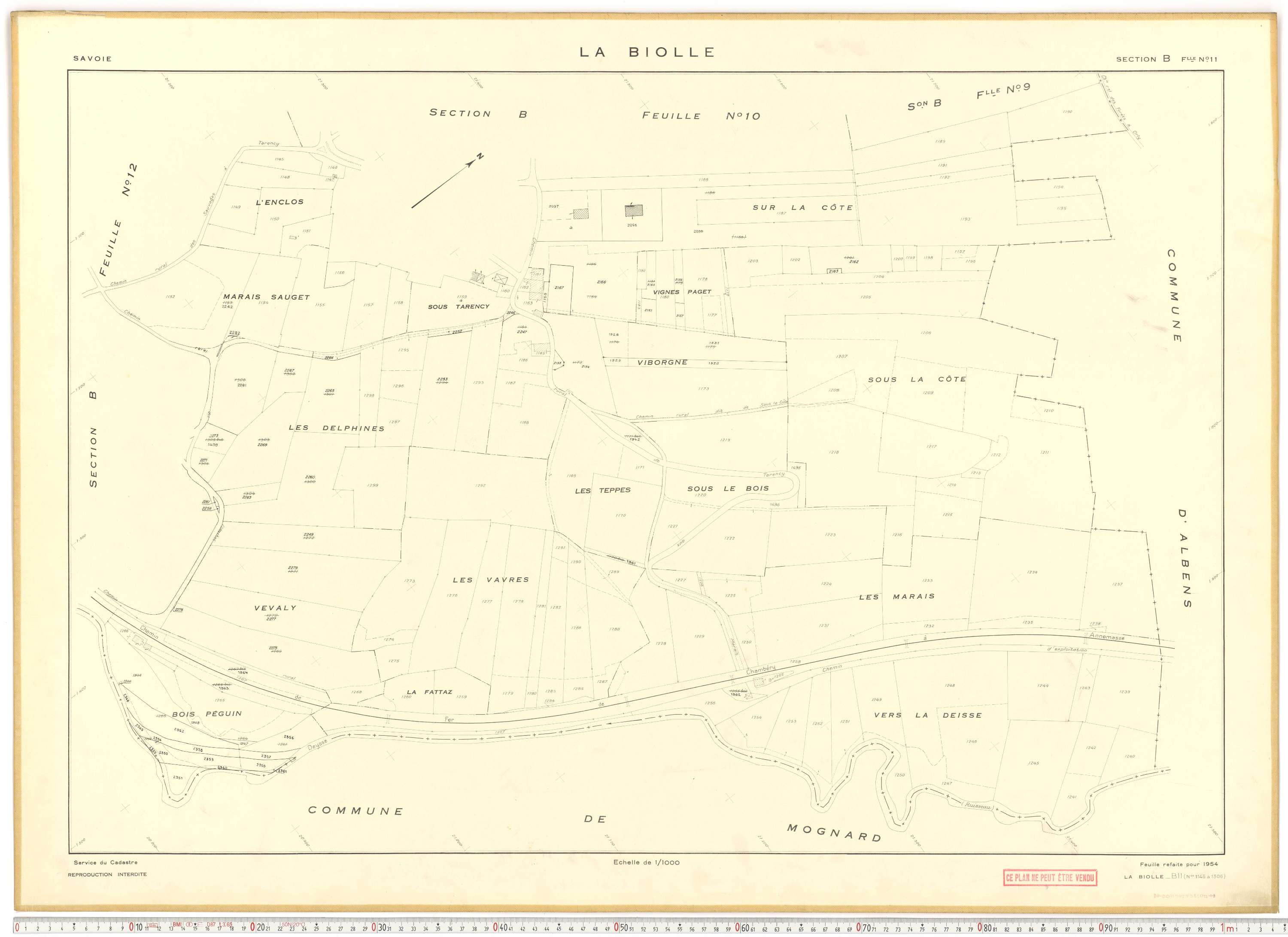La Biolle - Plans cadastraux du cadastre rénové en 1954 et mis à jour en 1988.