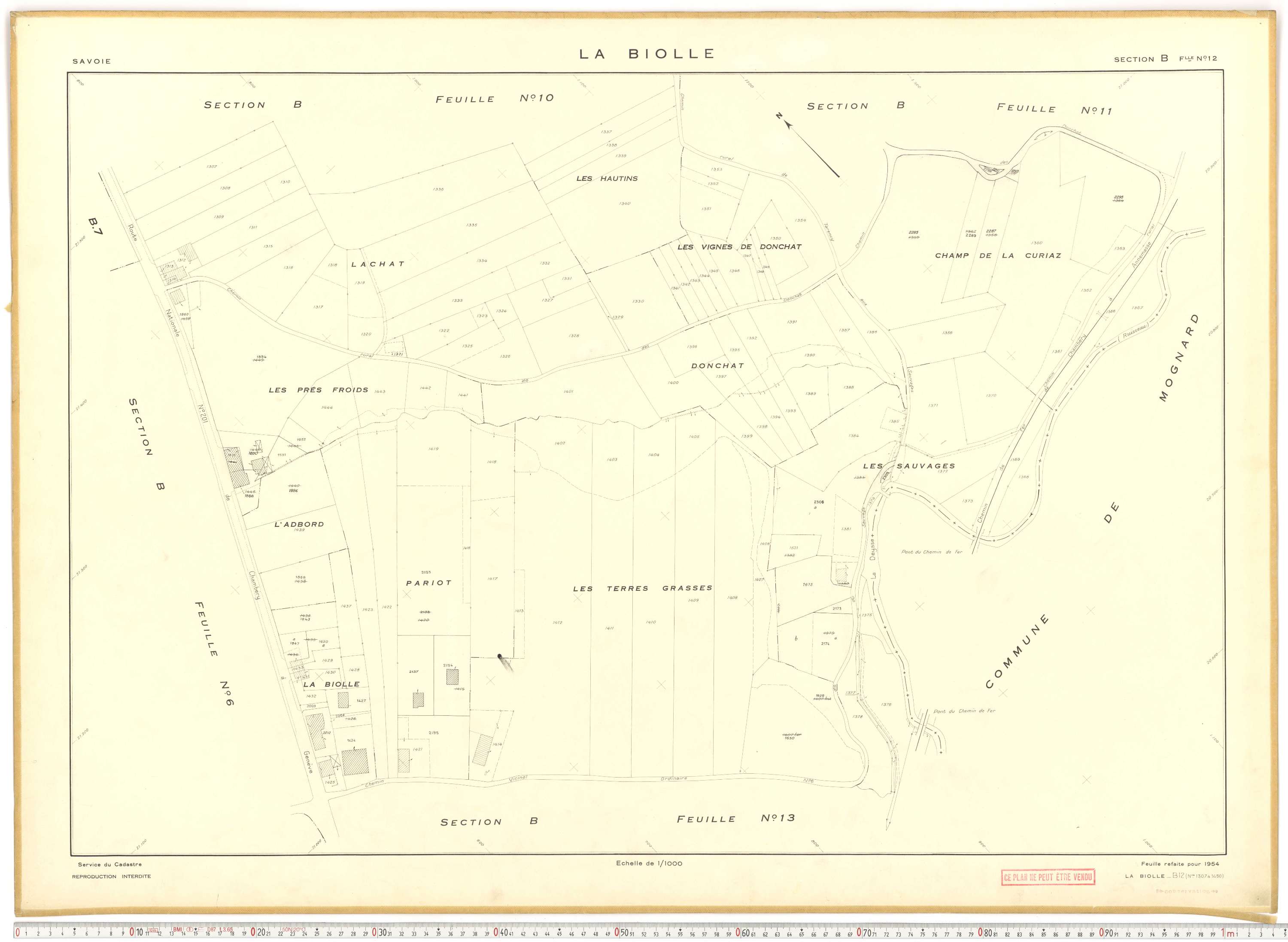 La Biolle - Plans cadastraux du cadastre rénové en 1954 et mis à jour en 1988.