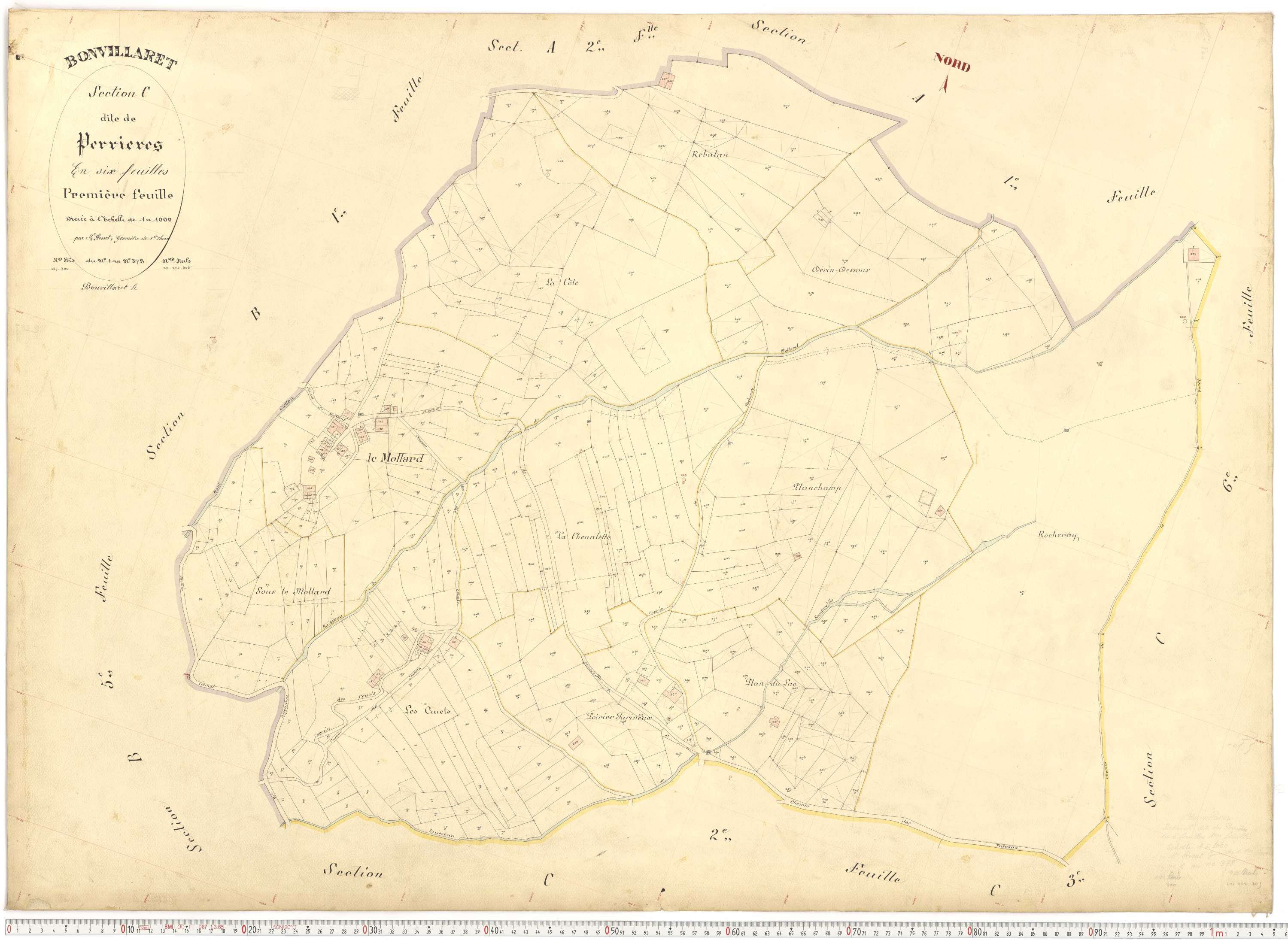 Bonvillaret - Plans cadastraux du premier cadastre français.
