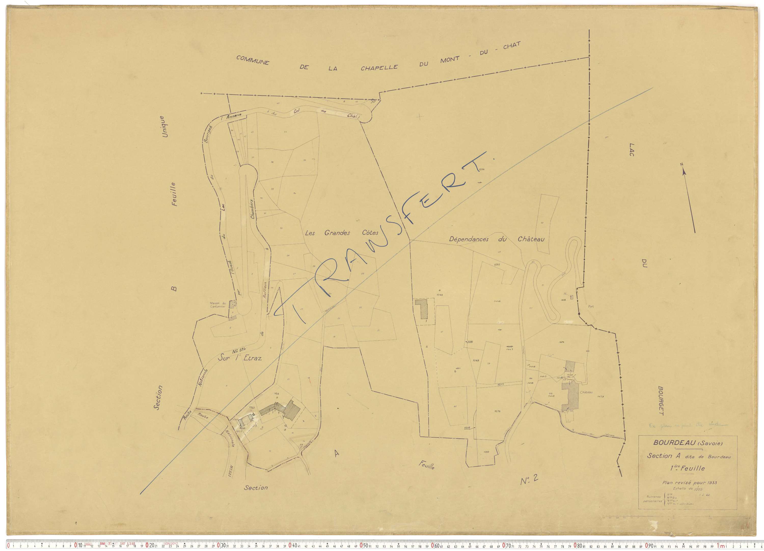 Bourdeau - Plans cadastraux du cadastre rénové en 1933 et mis à jour en 1988.