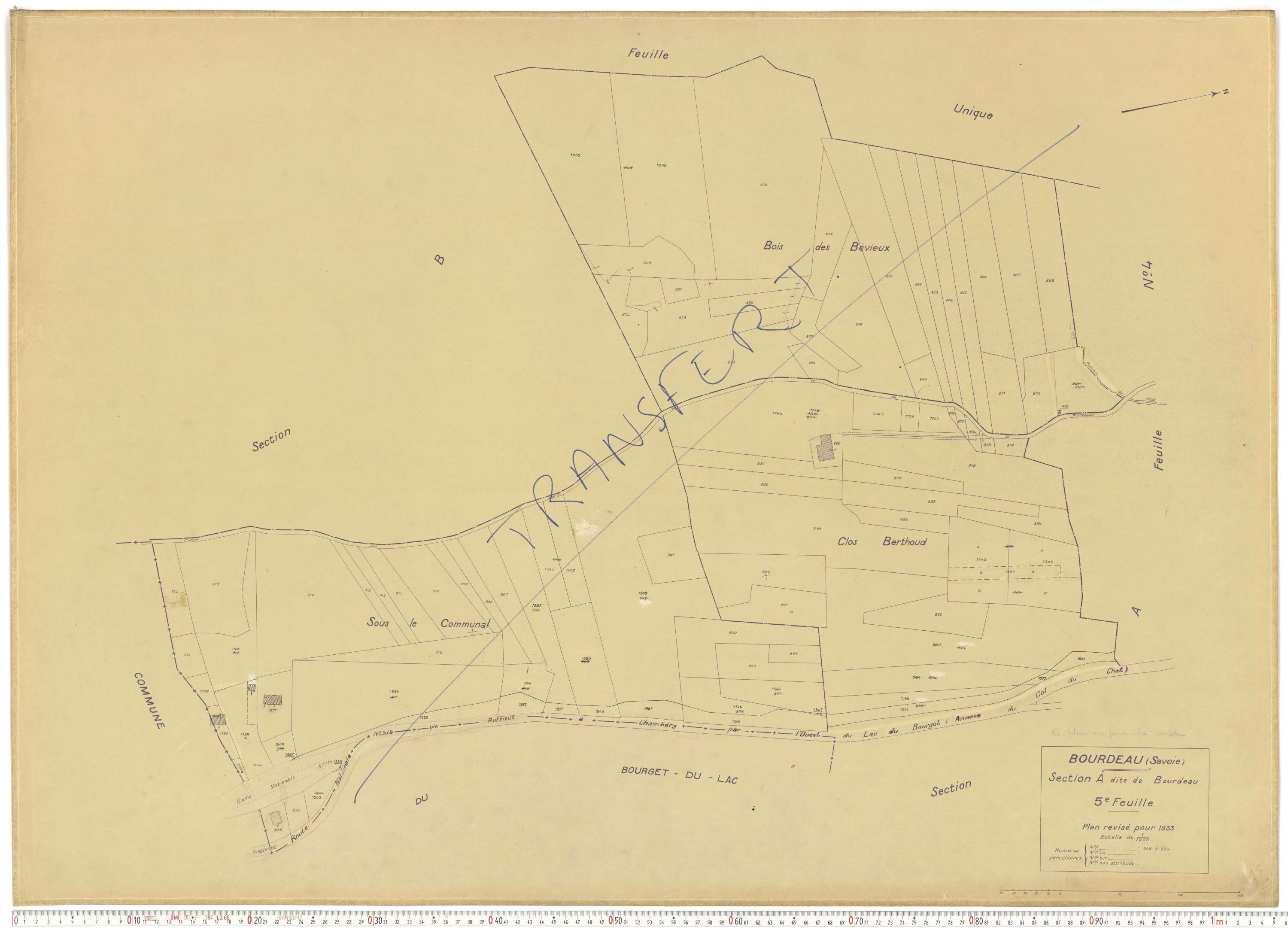 Bourdeau - Plans cadastraux du cadastre rénové en 1933 et mis à jour en 1988.