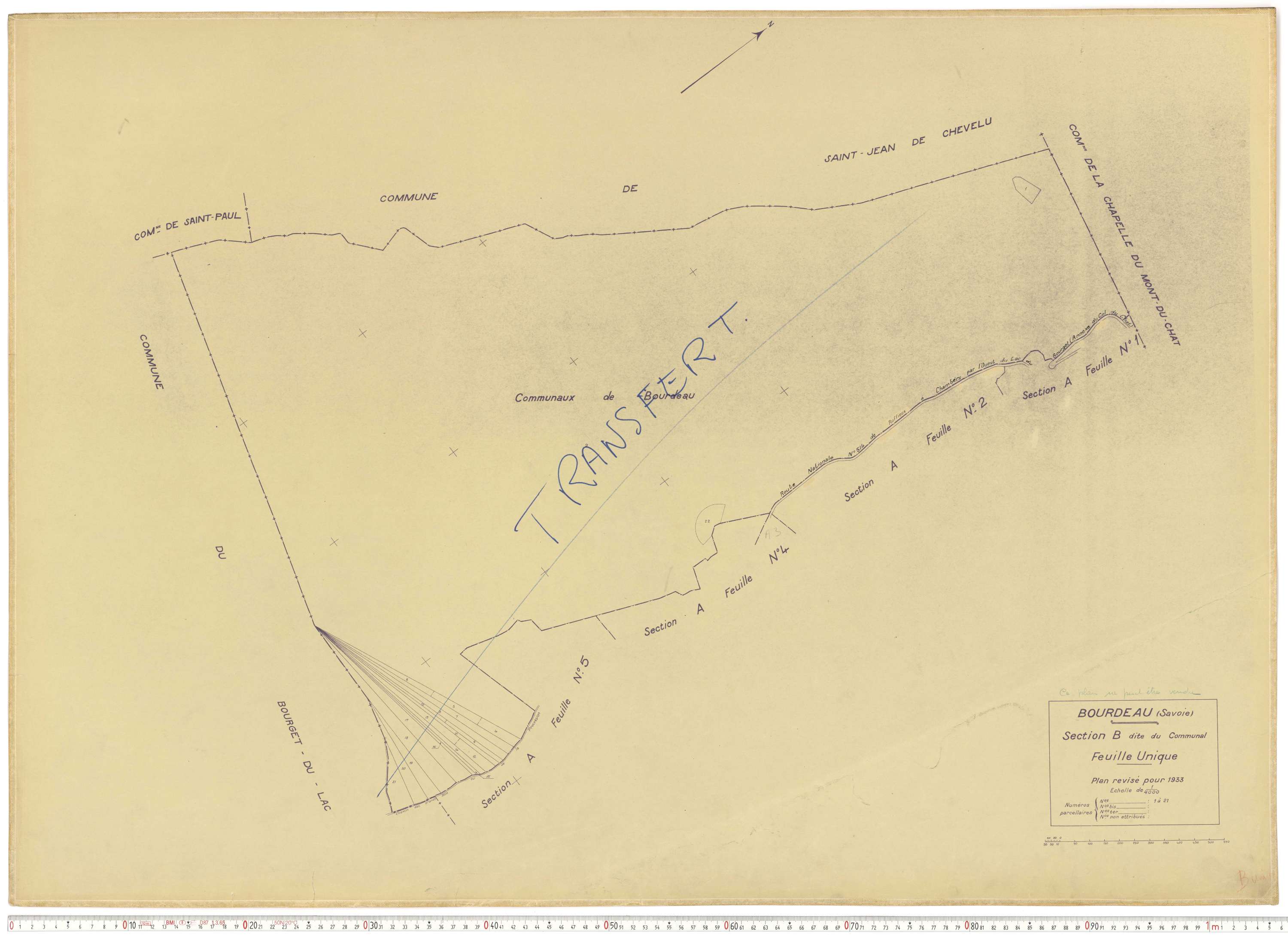 Bourdeau - Plans cadastraux du cadastre rénové en 1933 et mis à jour en 1988.