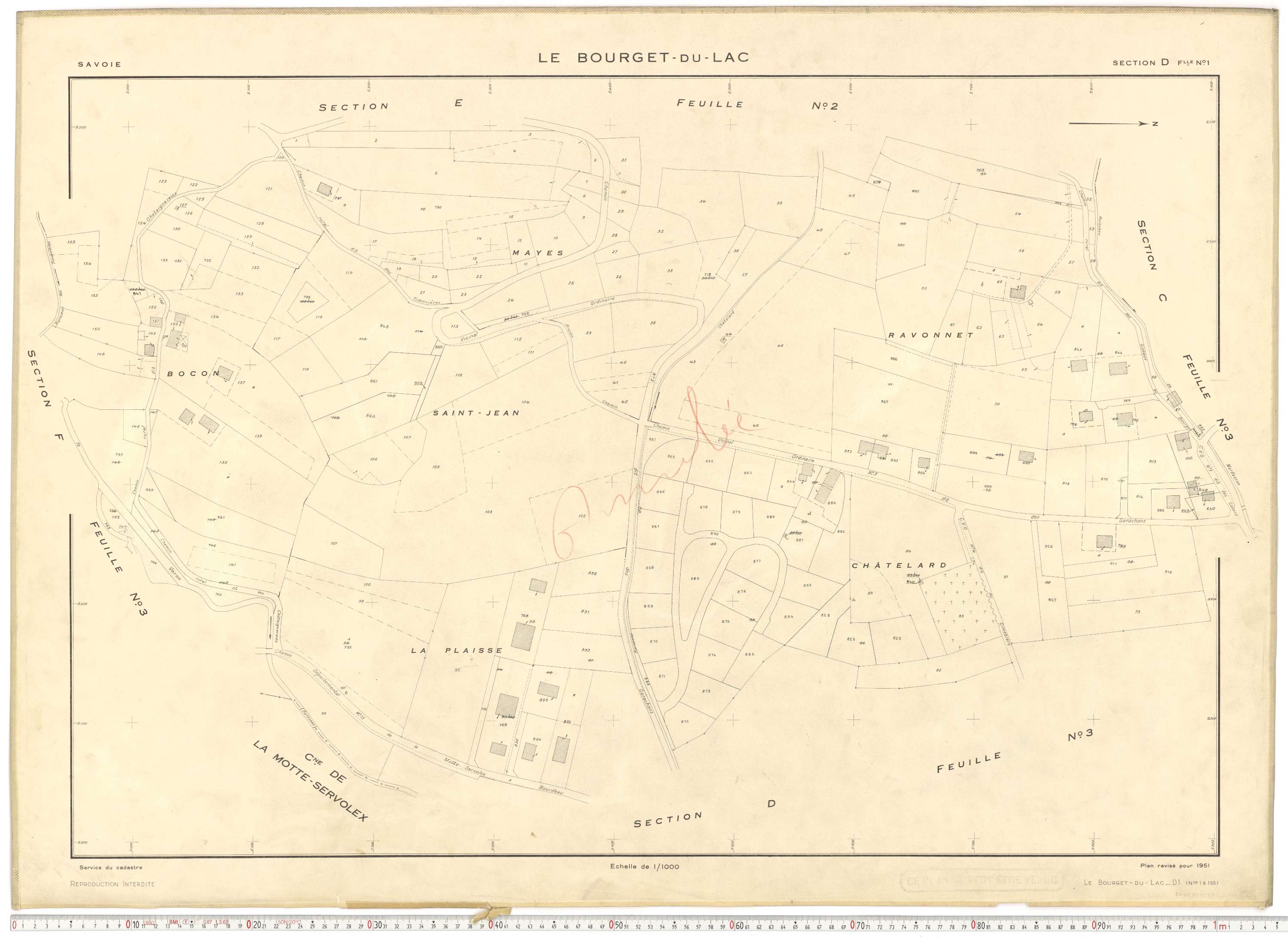 Le Bourget-du-Lac - Cadastre rénové (1951).