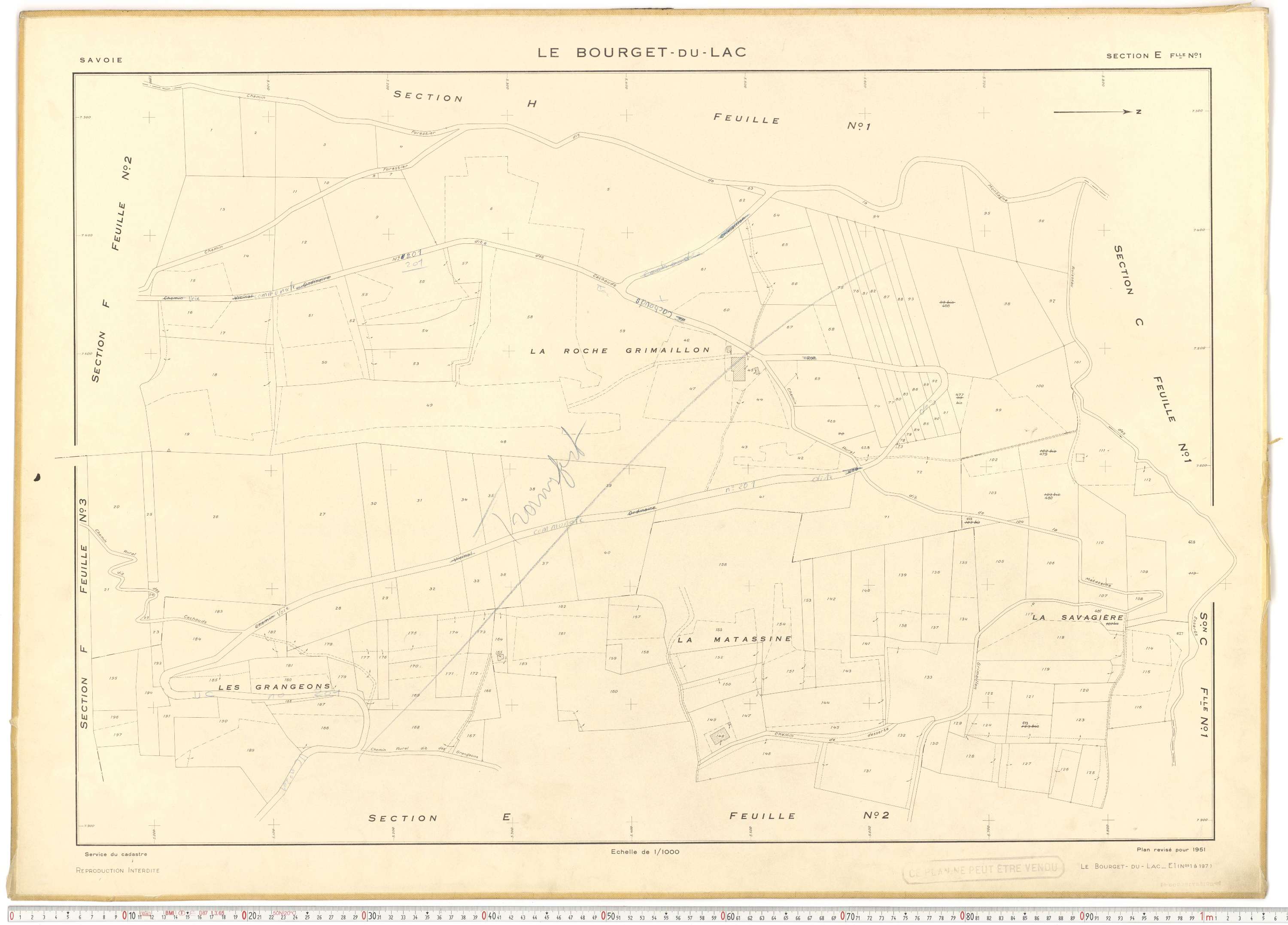 Le Bourget-du-Lac - Cadastre rénové (1951).