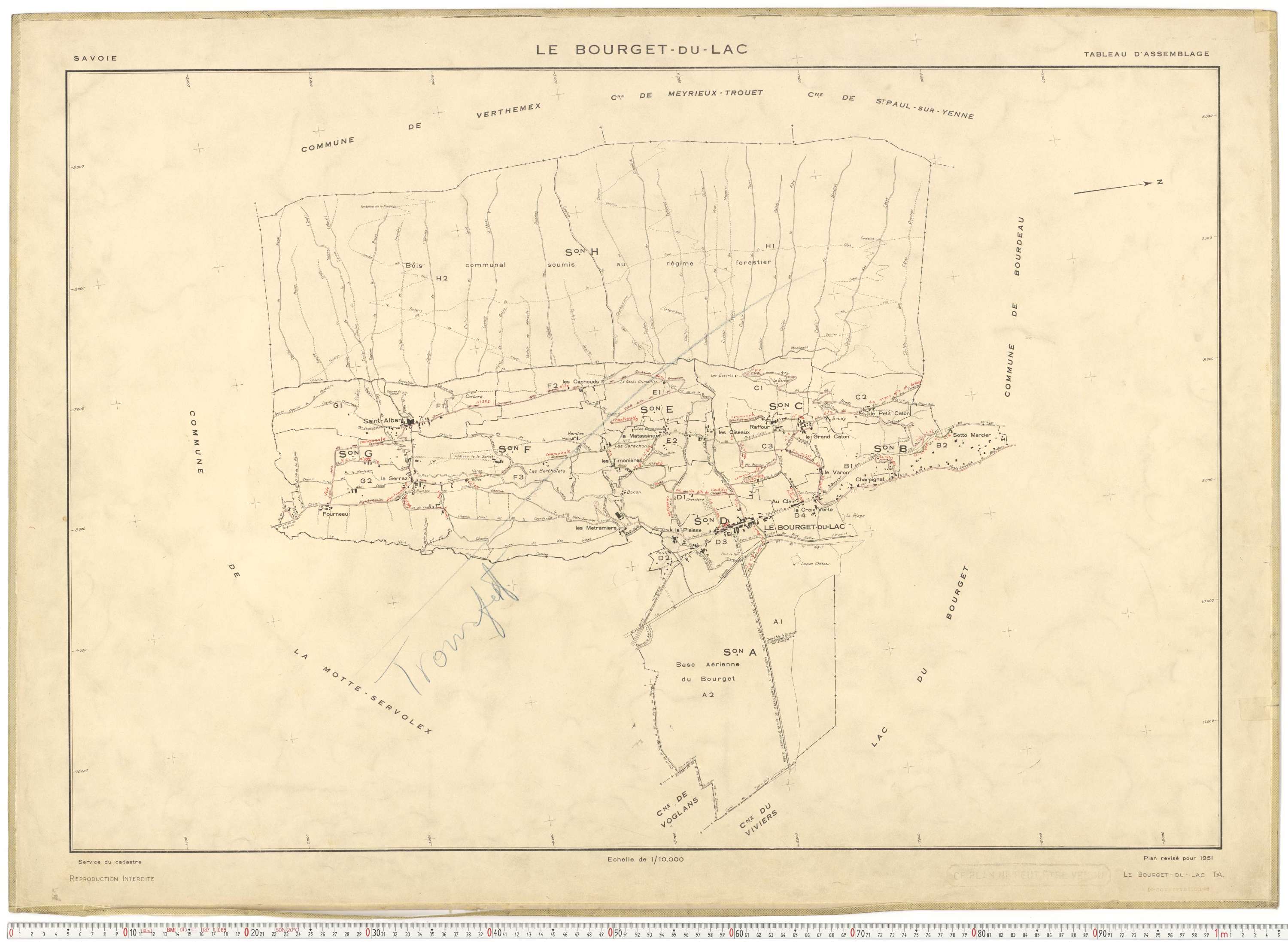 Le Bourget-du-Lac - Cadastre rénové (1951).