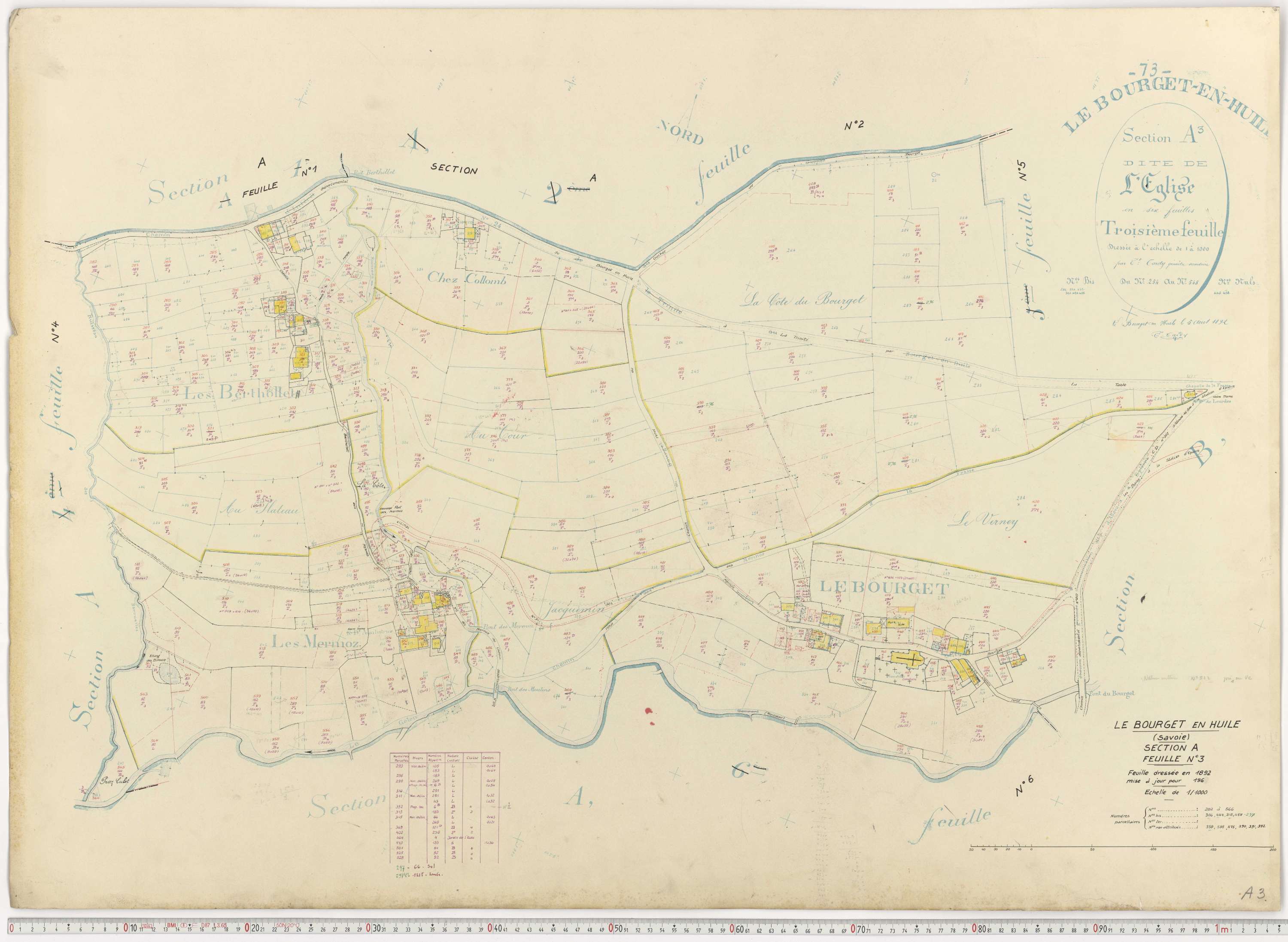 Bourget-en-Huile - Cadastre rénové, version de travail (1961).