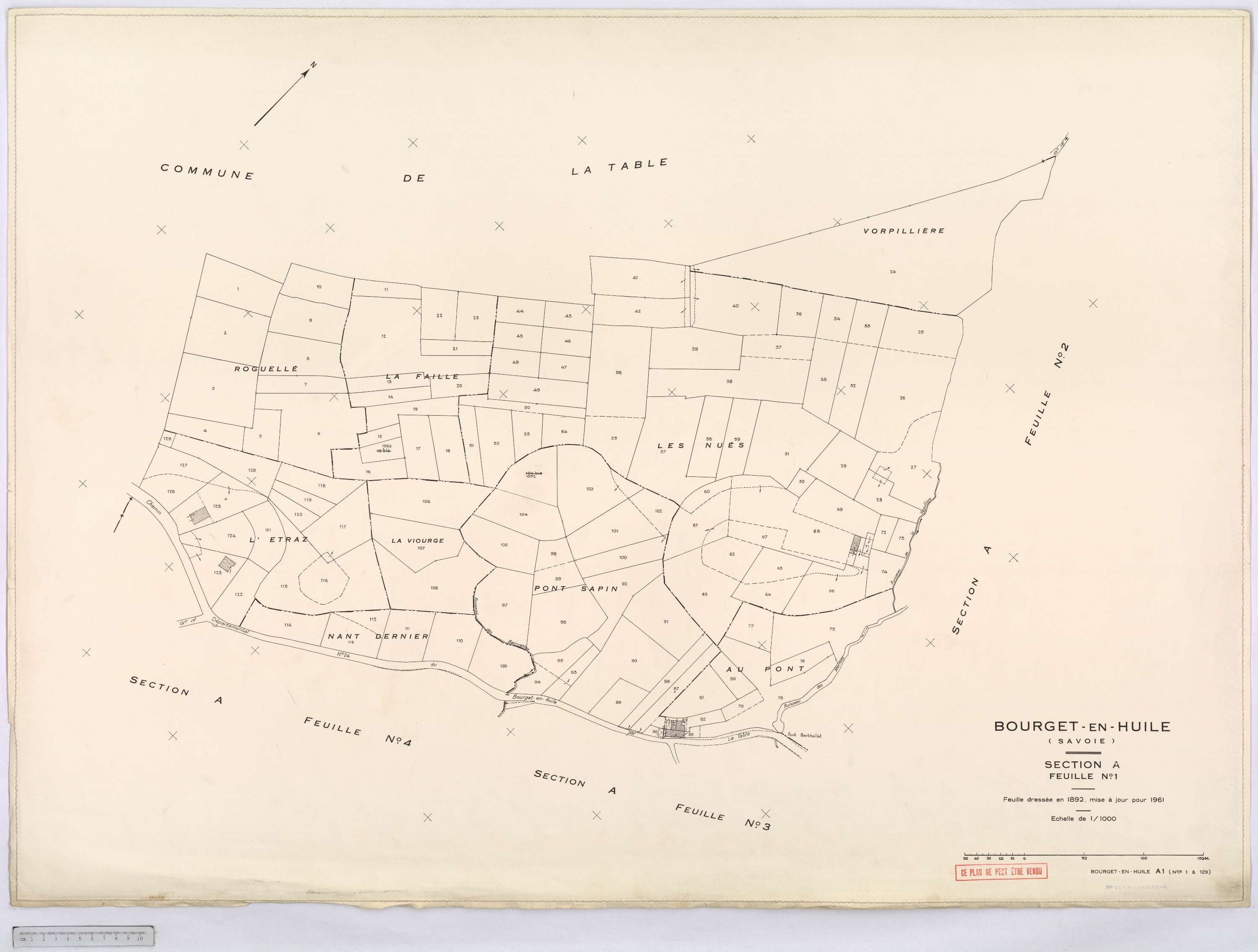 Bourget-en-Huile - Cadastre rénové, version définitive (1961).