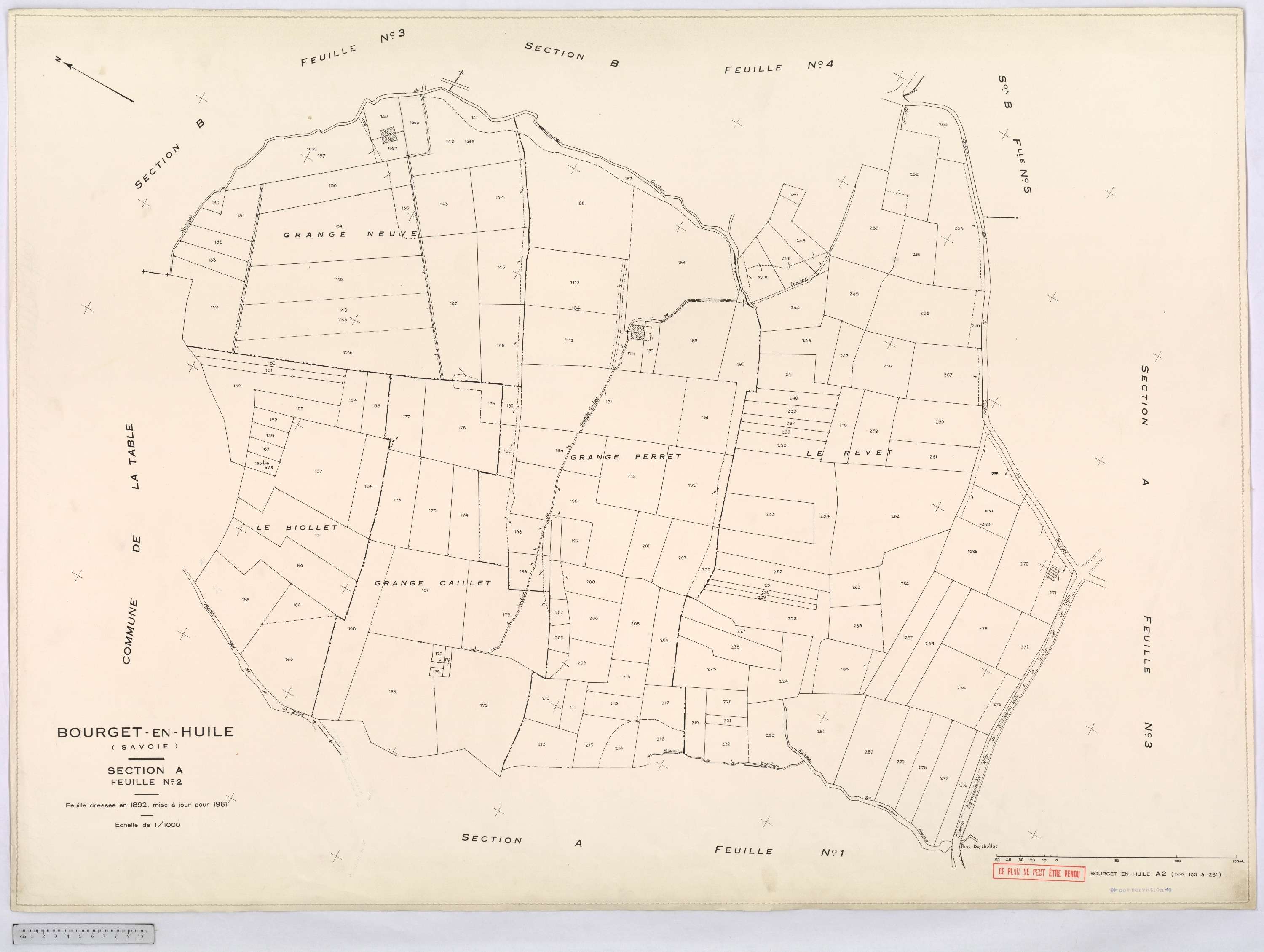 Bourget-en-Huile - Cadastre rénové, version définitive (1961).