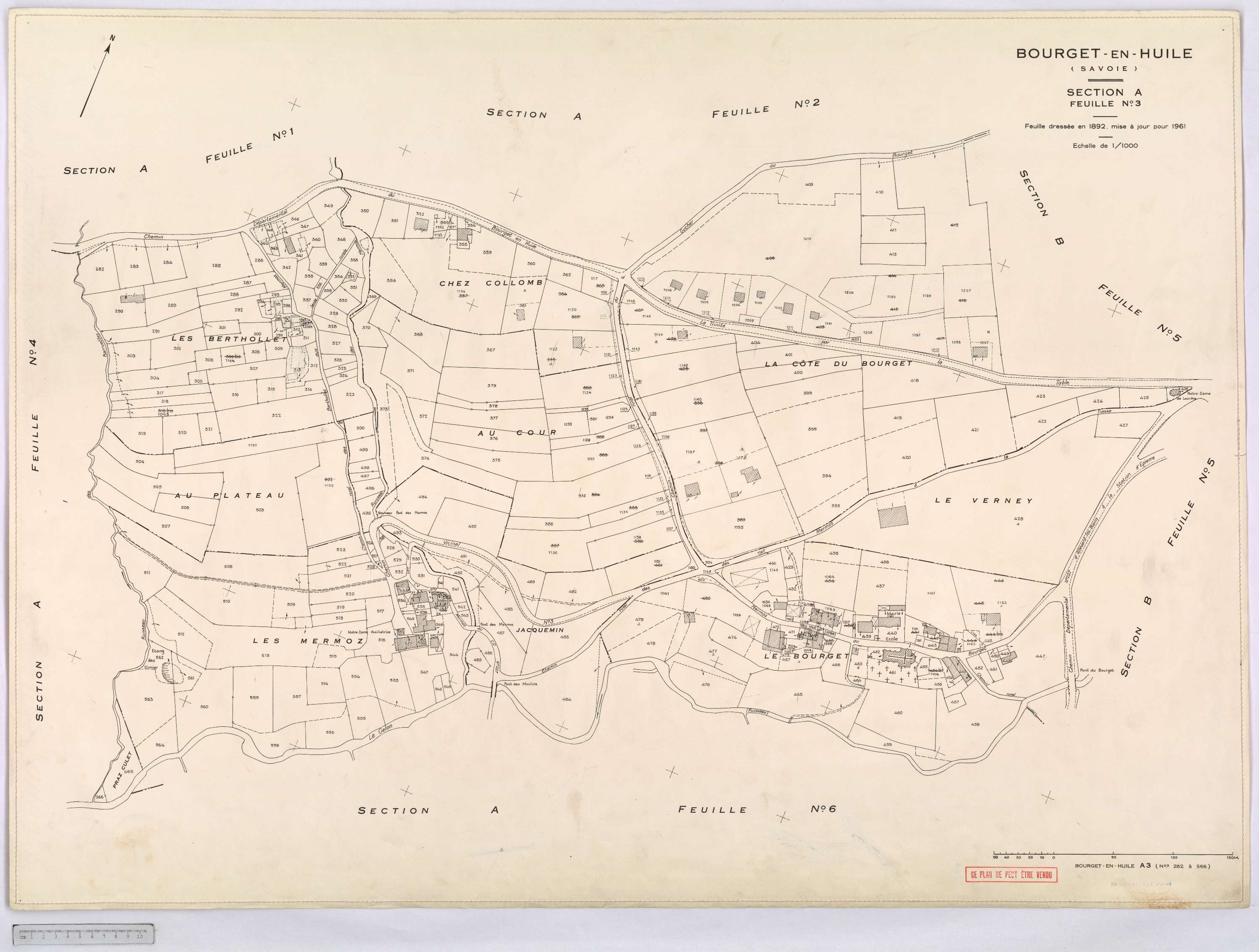 Bourget-en-Huile - Cadastre rénové, version définitive (1961).