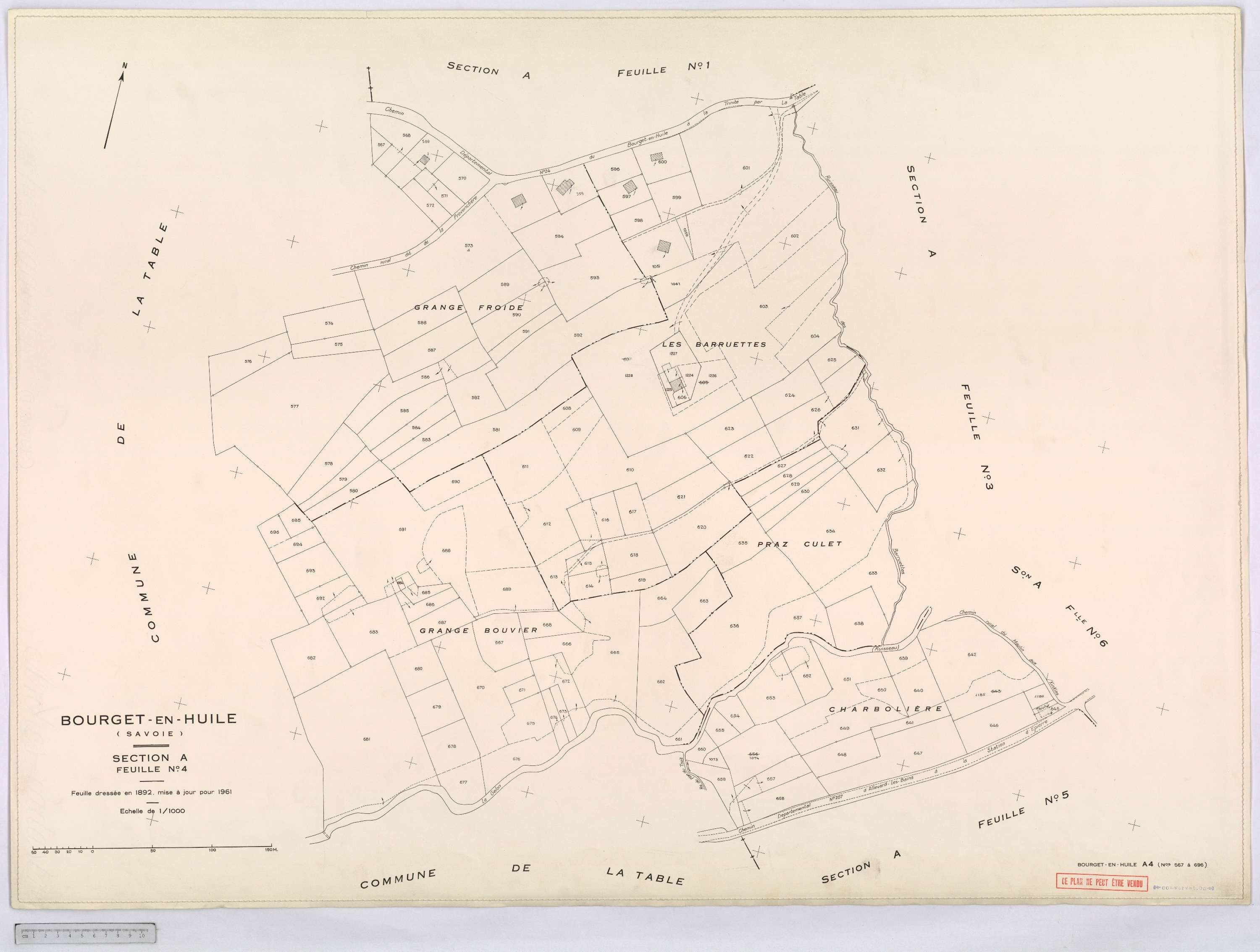 Bourget-en-Huile - Cadastre rénové, version définitive (1961).