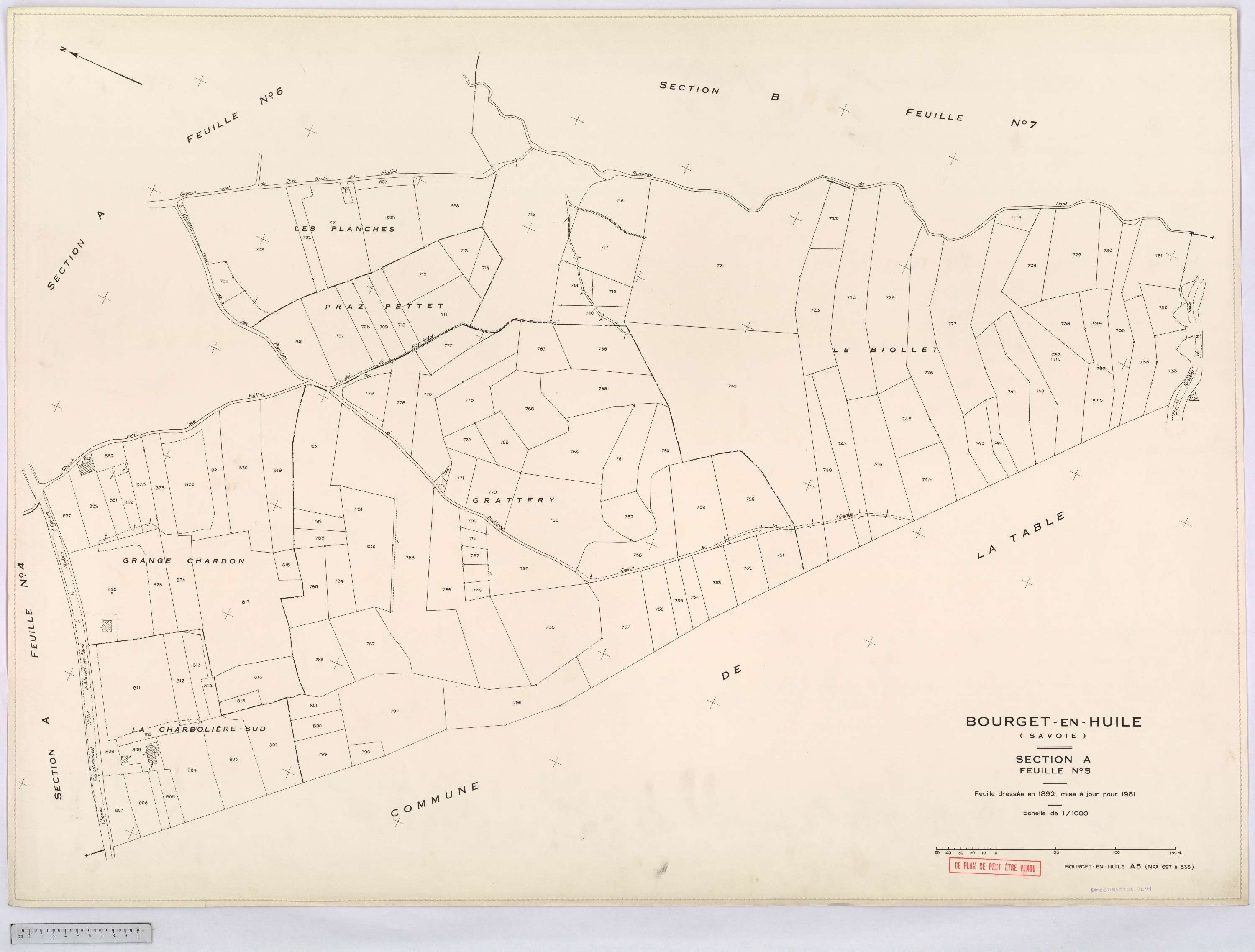 Bourget-en-Huile - Cadastre rénové, version définitive (1961).