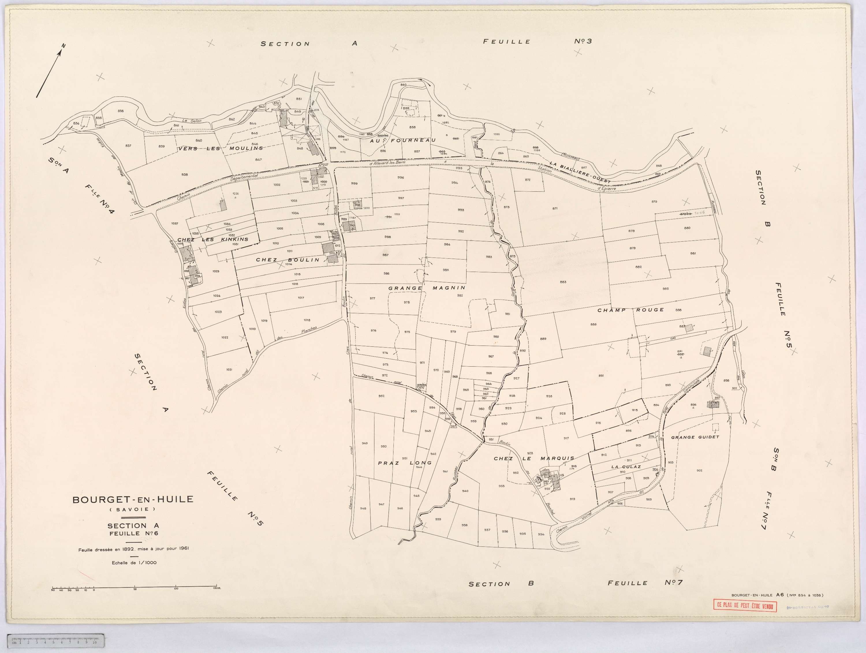 Bourget-en-Huile - Cadastre rénové, version définitive (1961).