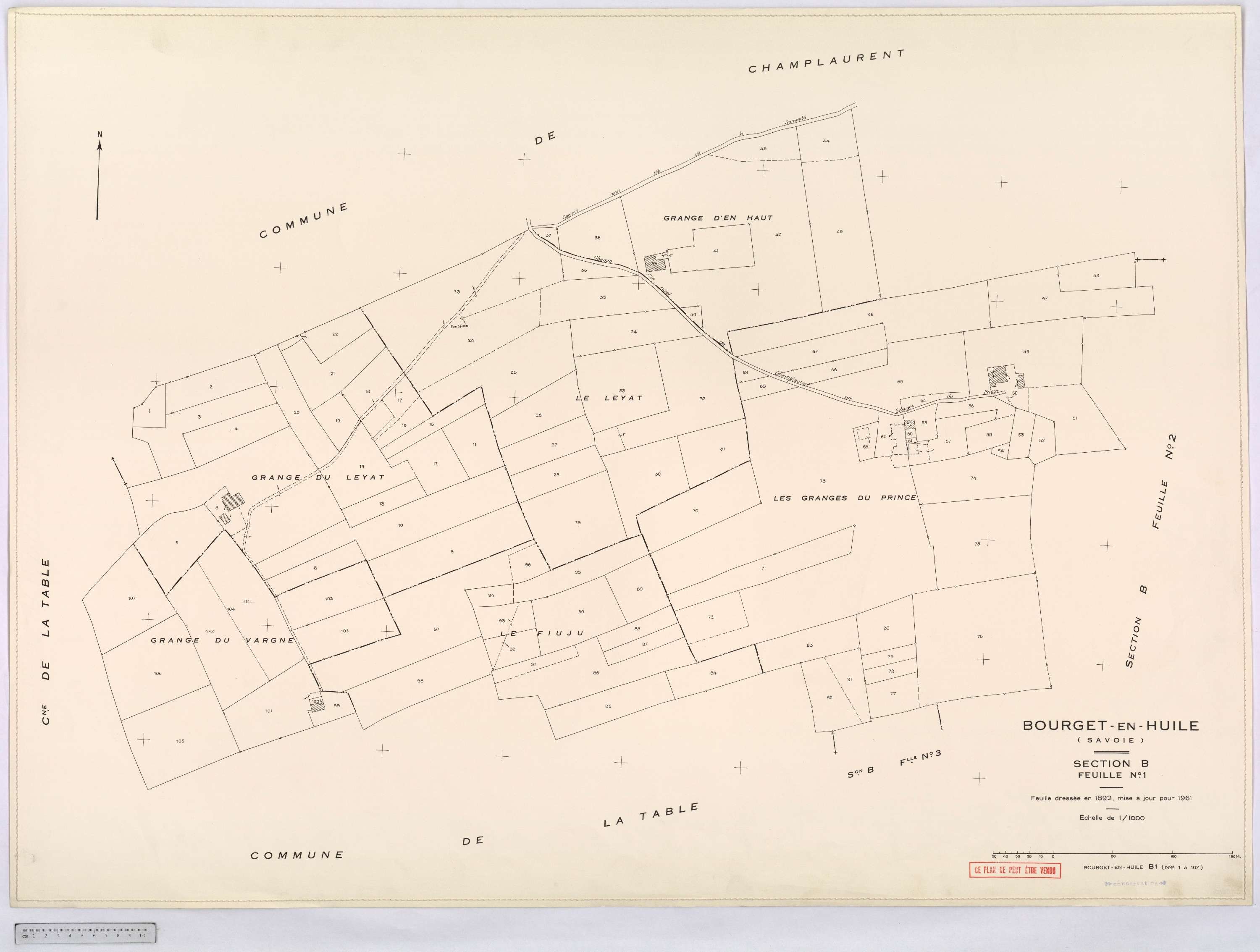 Bourget-en-Huile - Cadastre rénové, version définitive (1961).