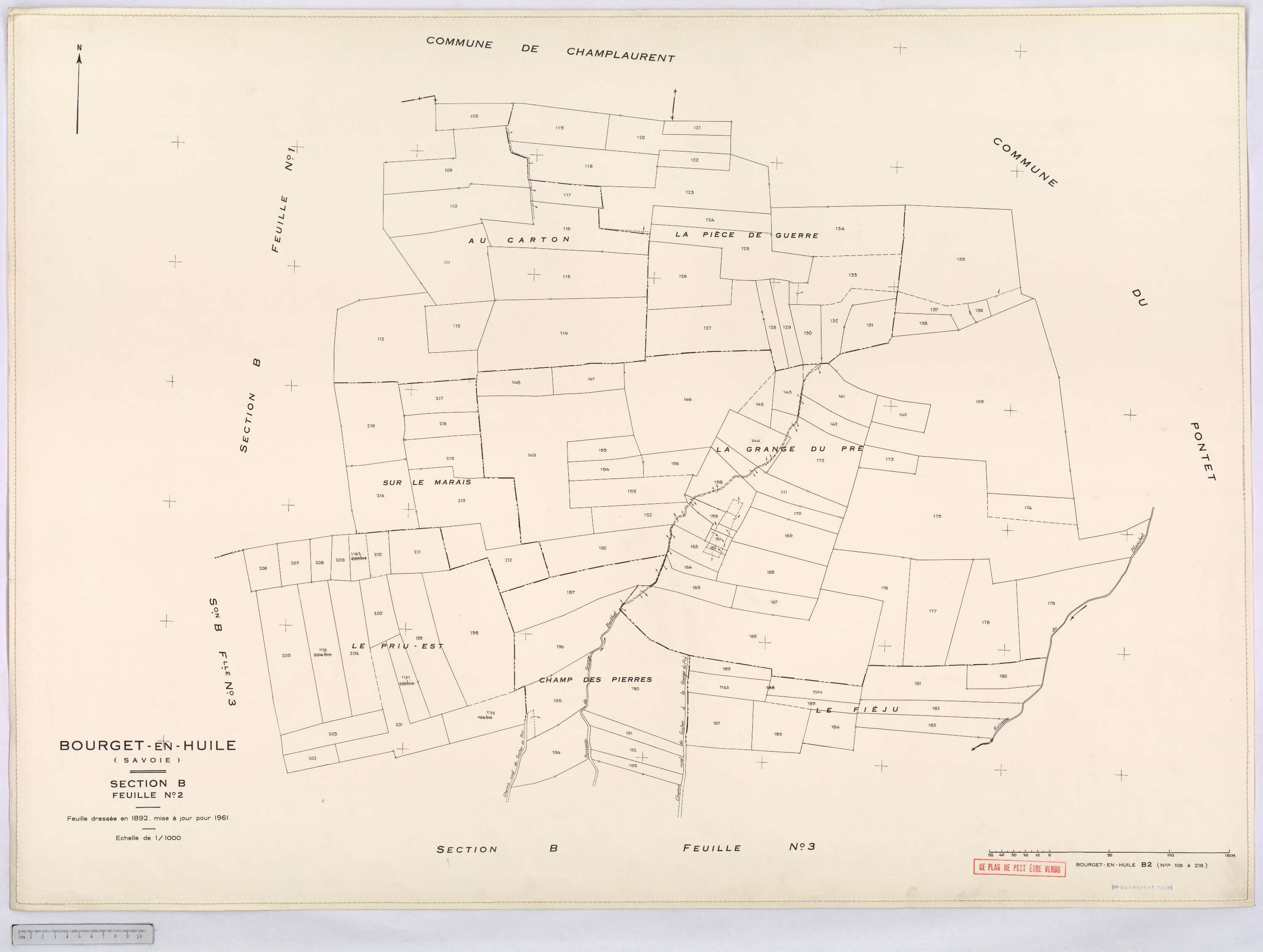 Bourget-en-Huile - Cadastre rénové, version définitive (1961).