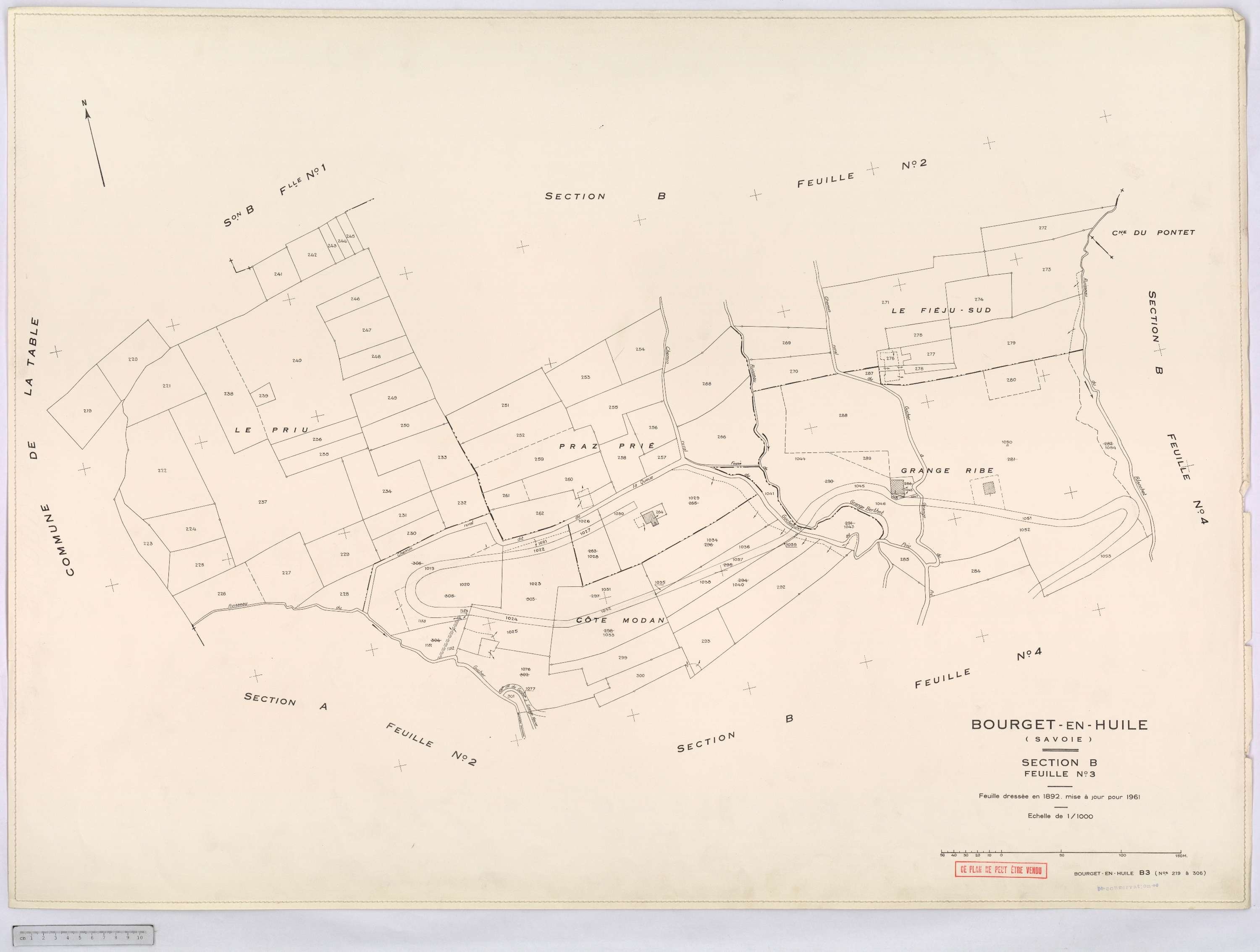 Bourget-en-Huile - Cadastre rénové, version définitive (1961).