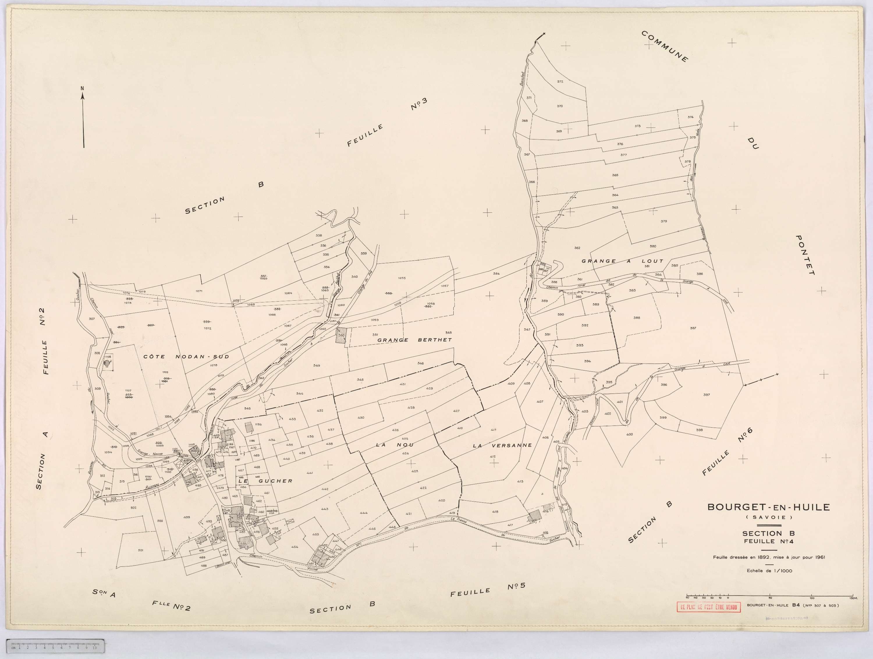 Bourget-en-Huile - Cadastre rénové, version définitive (1961).