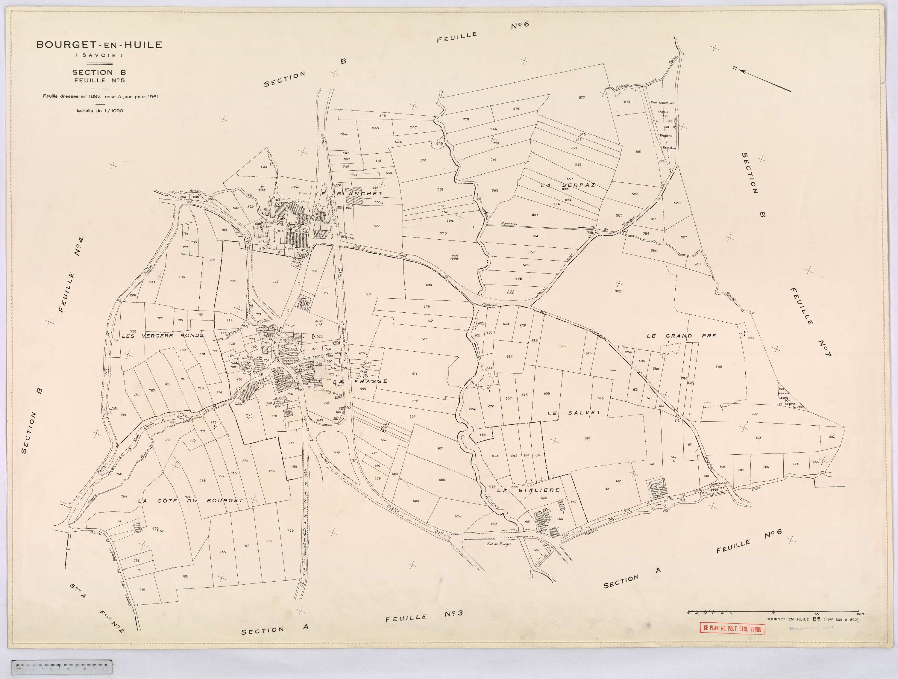 Bourget-en-Huile - Cadastre rénové, version définitive (1961).