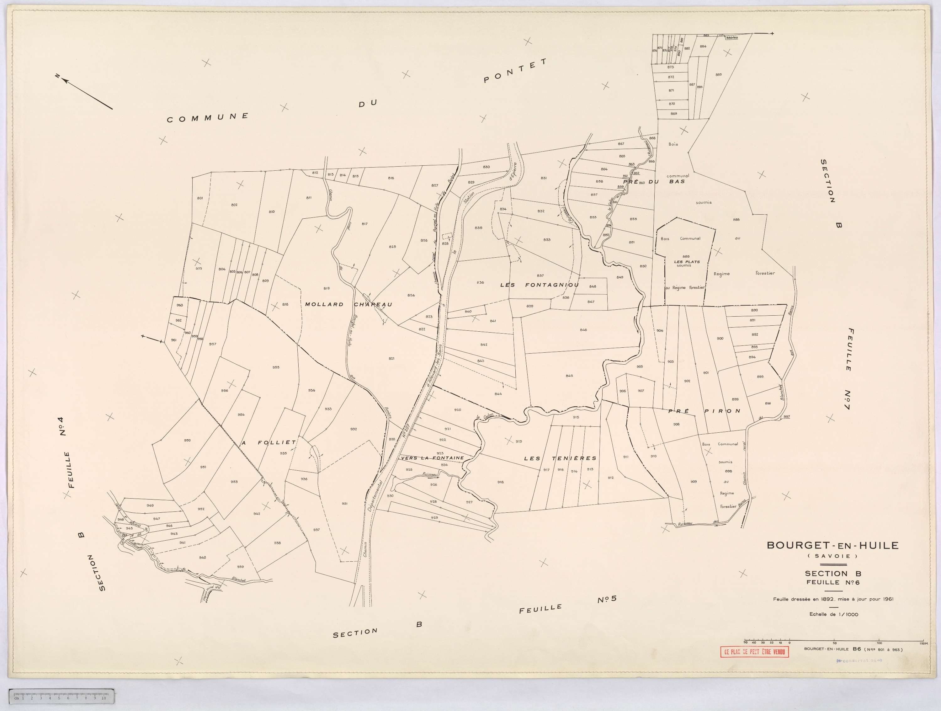 Bourget-en-Huile - Cadastre rénové, version définitive (1961).