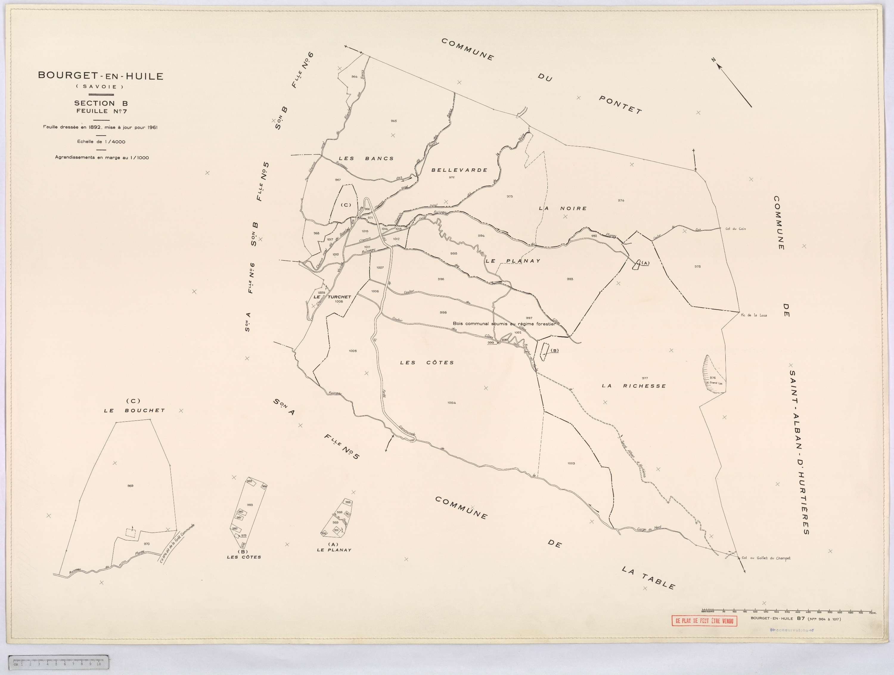 Bourget-en-Huile - Cadastre rénové, version définitive (1961).