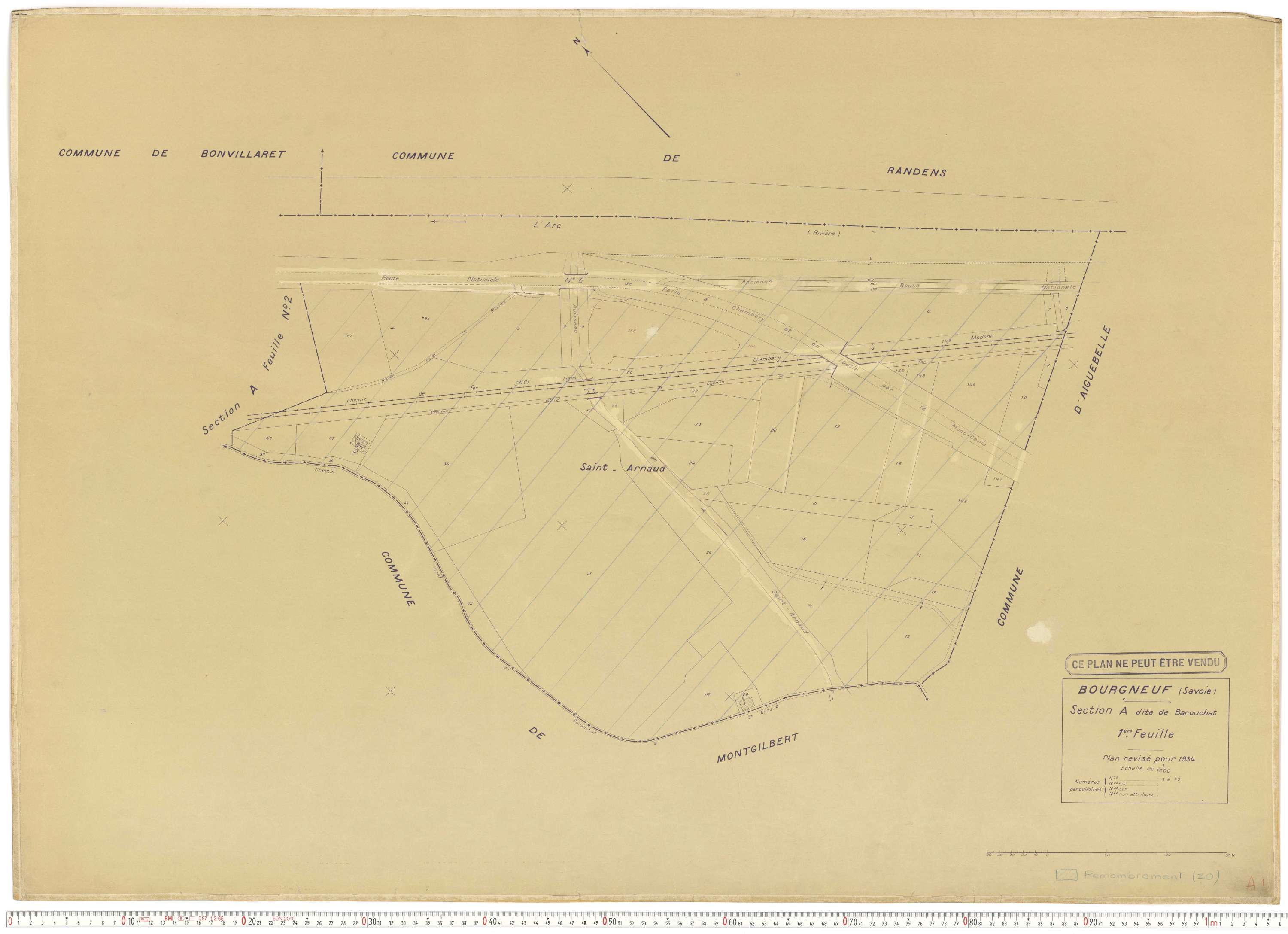 Bourgneuf - Plans cadastraux du cadastre rénové, 1934, et cadastre remembré, 1976.