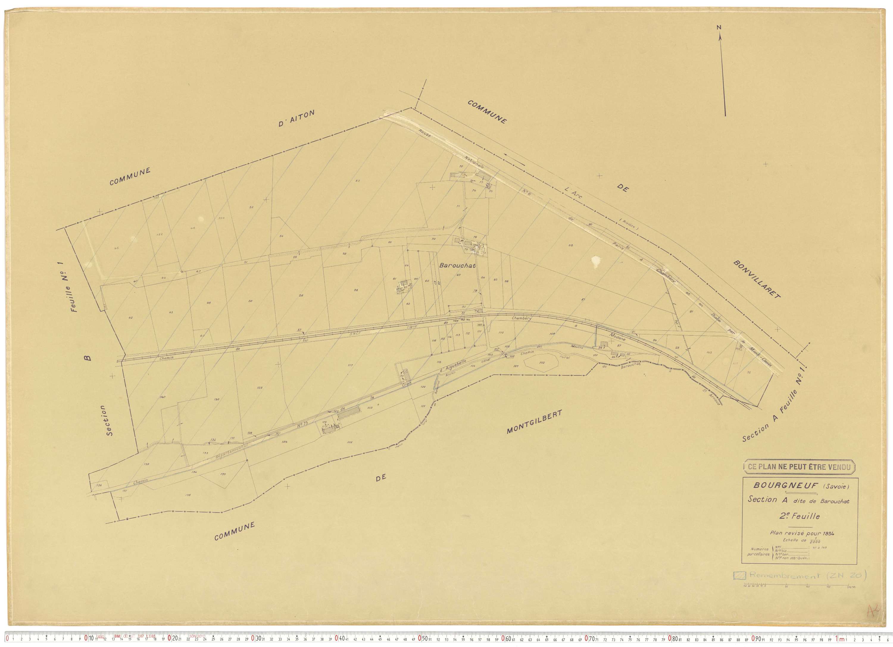 Bourgneuf - Plans cadastraux du cadastre rénové, 1934, et cadastre remembré, 1976.