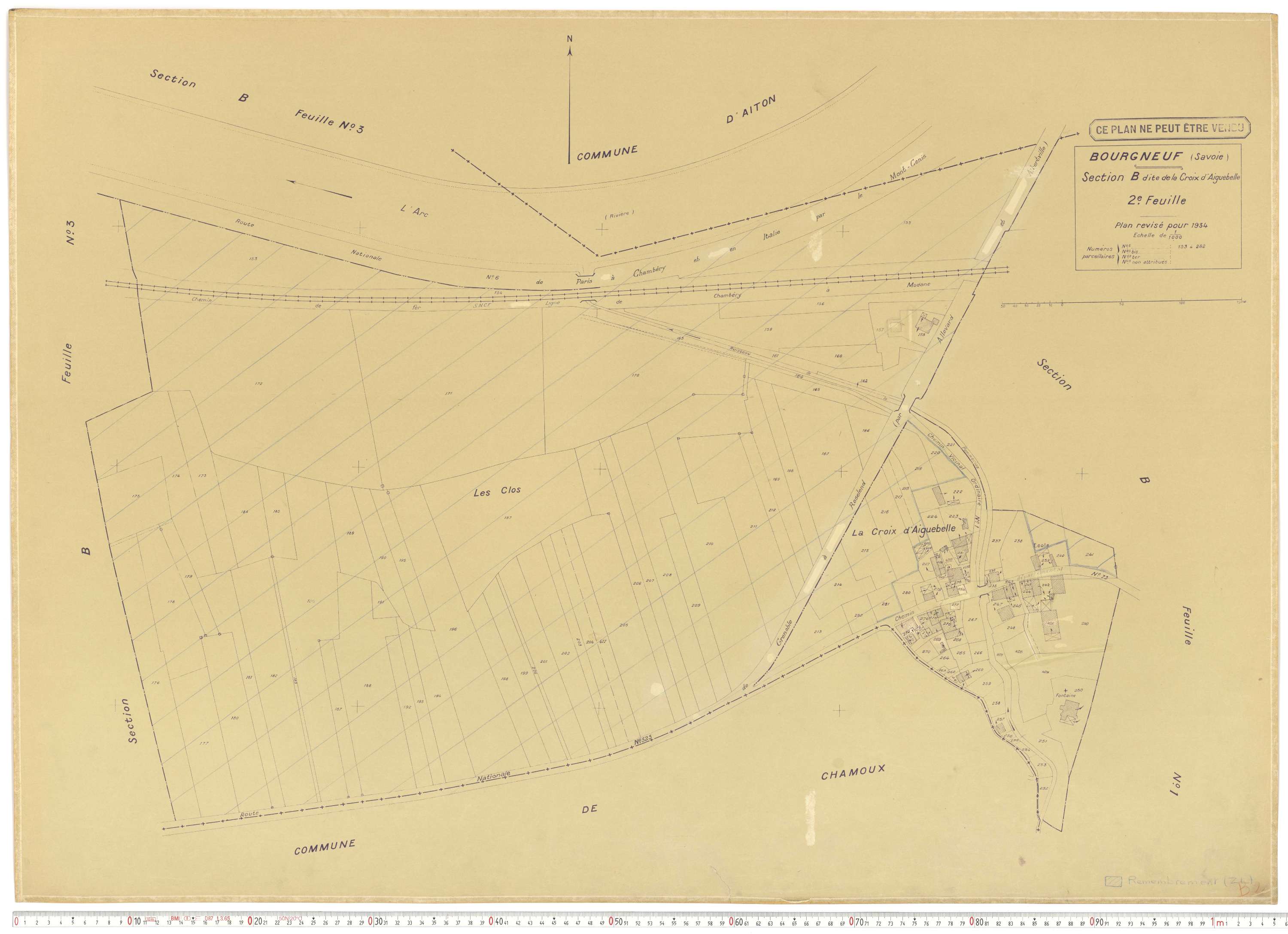 Bourgneuf - Plans cadastraux du cadastre rénové, 1934, et cadastre remembré, 1976.