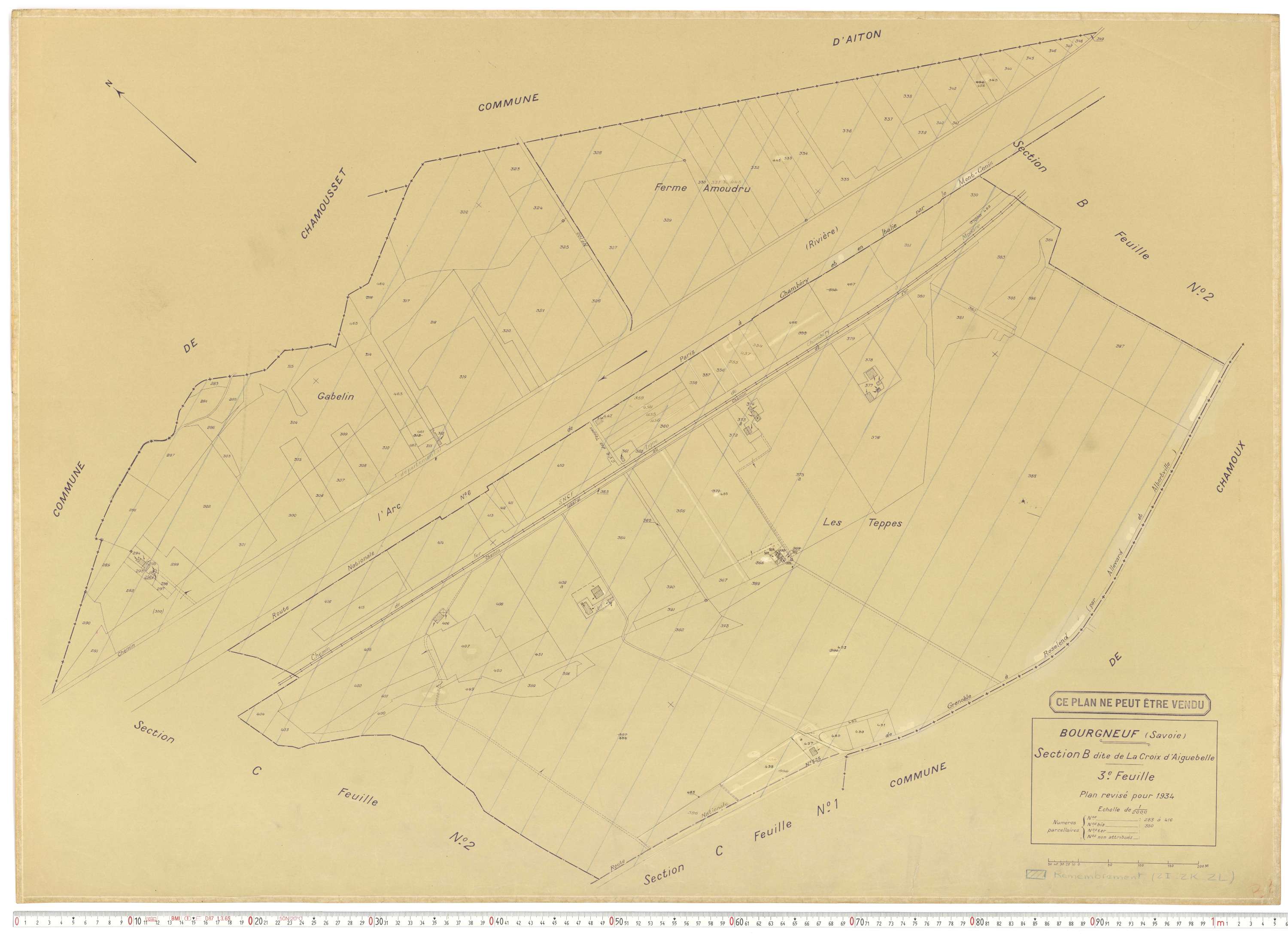 Bourgneuf - Plans cadastraux du cadastre rénové, 1934, et cadastre remembré, 1976.