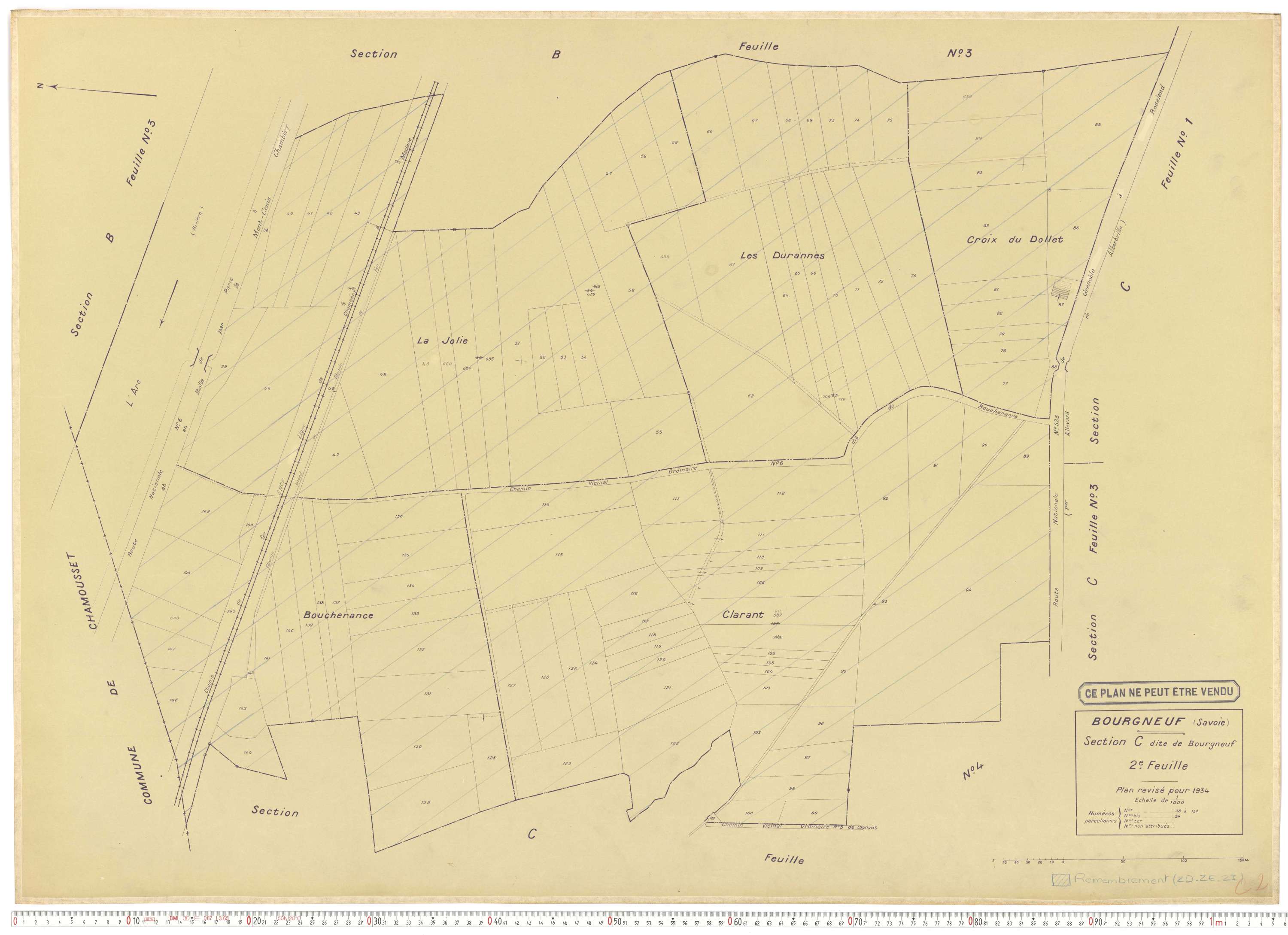 Bourgneuf - Plans cadastraux du cadastre rénové, 1934, et cadastre remembré, 1976.