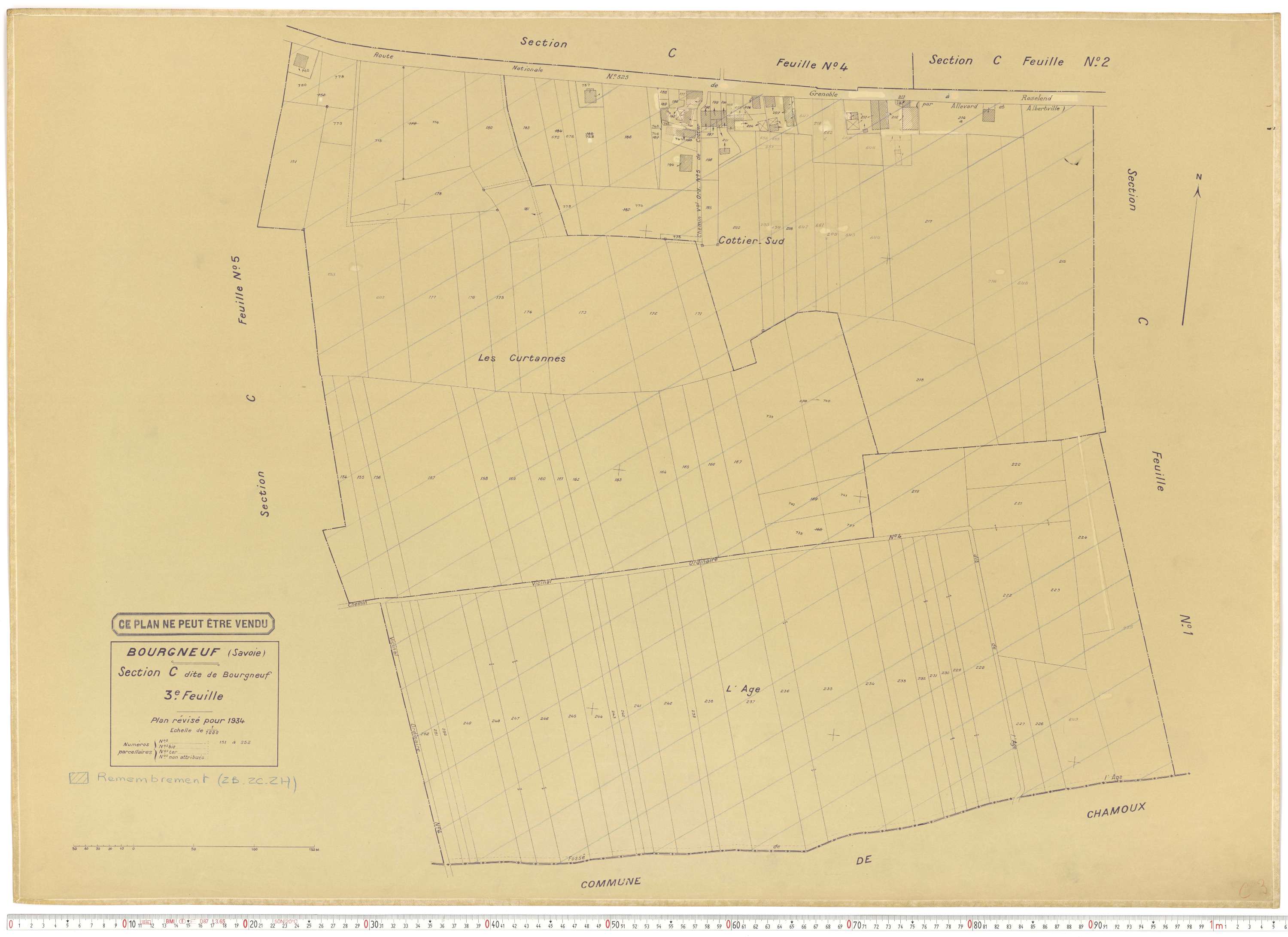 Bourgneuf - Plans cadastraux du cadastre rénové, 1934, et cadastre remembré, 1976.