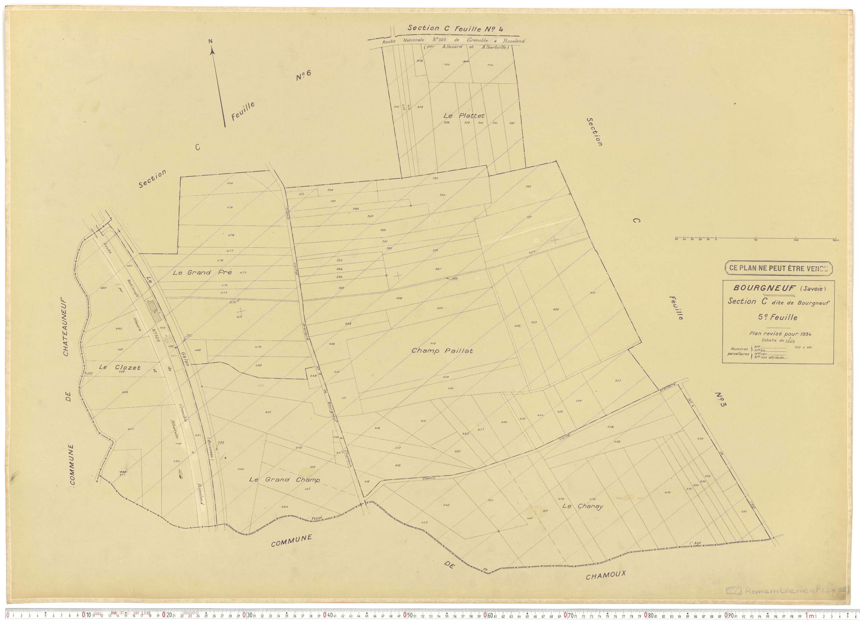 Bourgneuf - Plans cadastraux du cadastre rénové, 1934, et cadastre remembré, 1976.