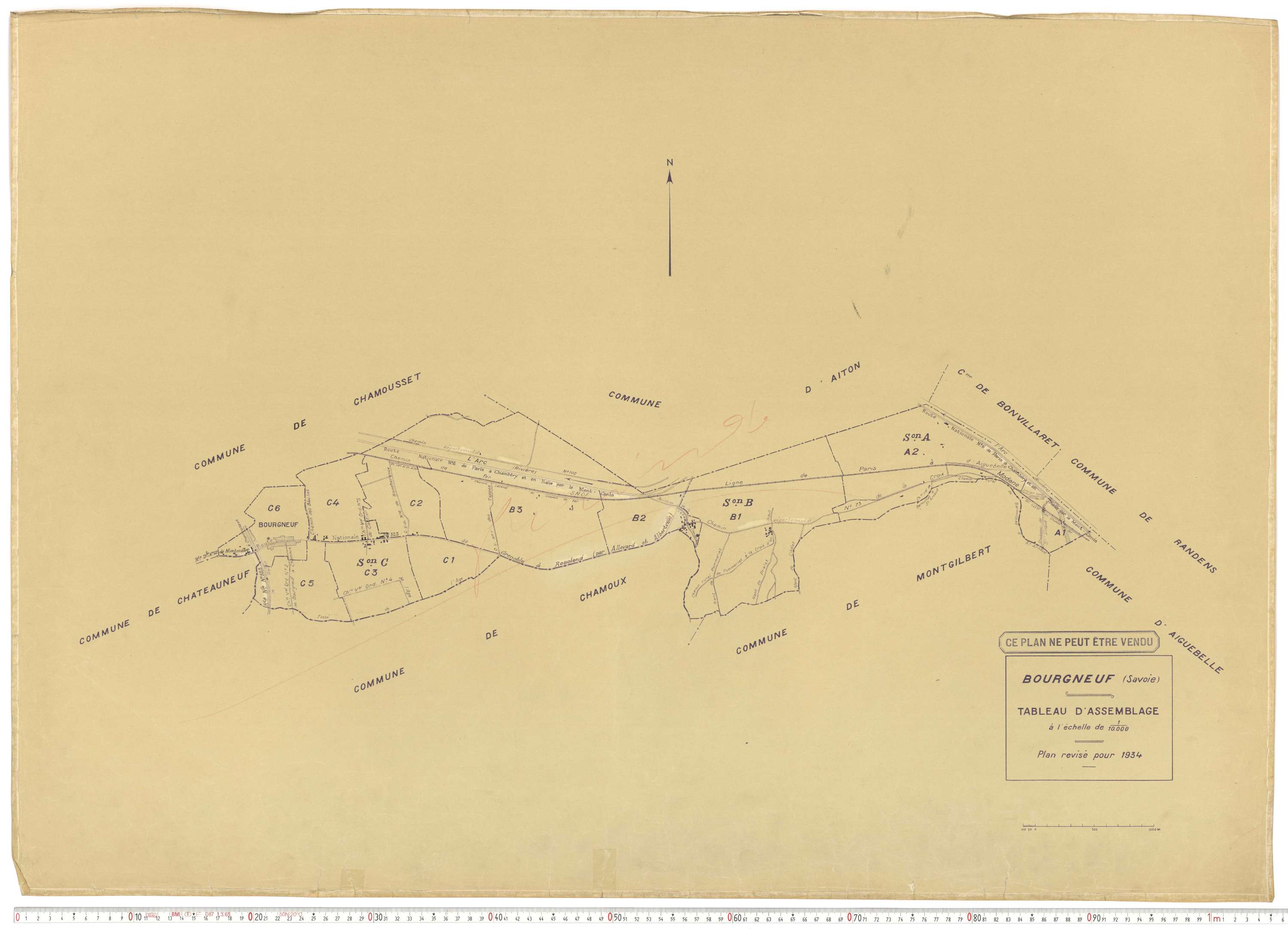 Bourgneuf - Plans cadastraux du cadastre rénové, 1934, et cadastre remembré, 1976.