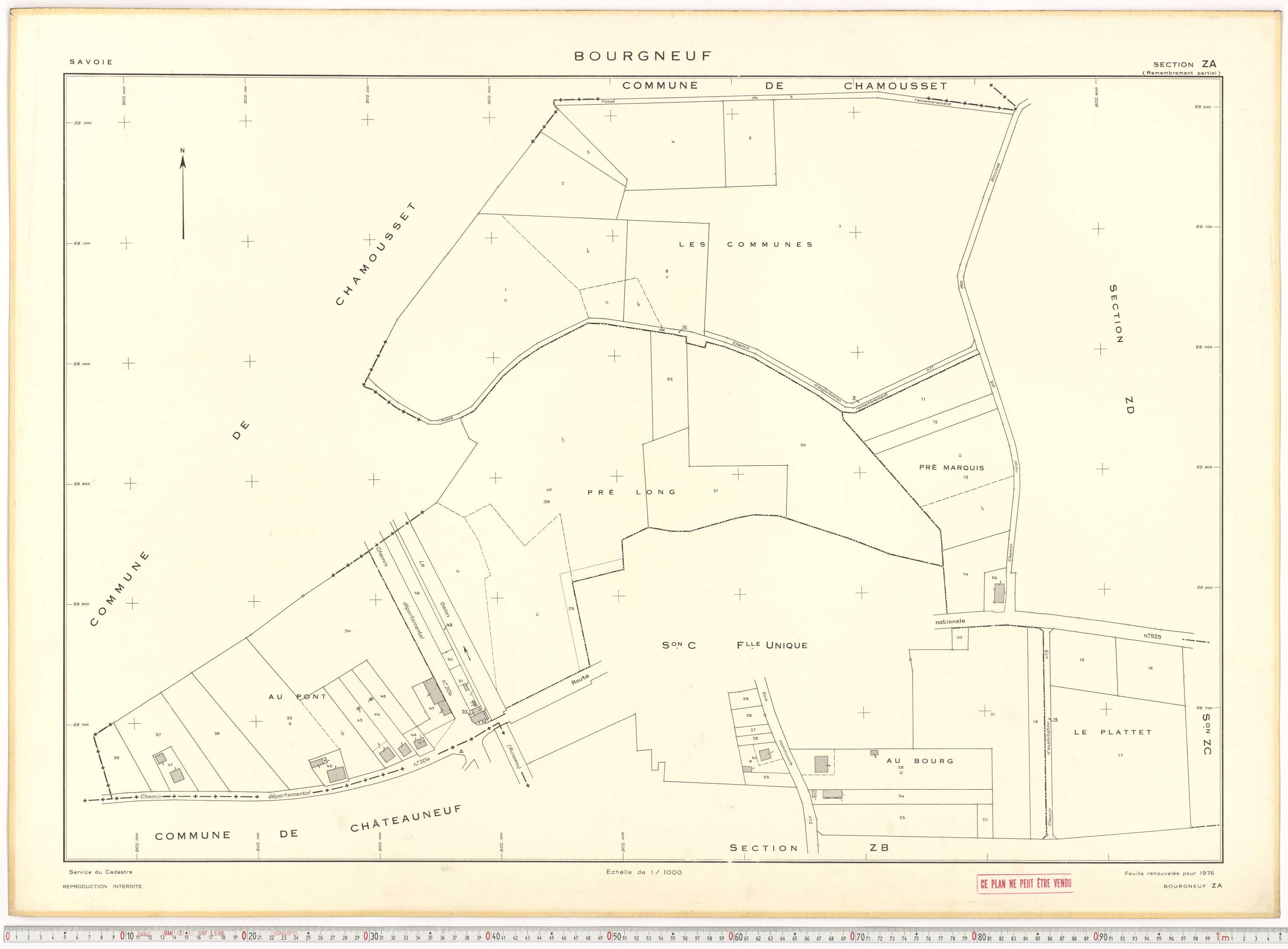 Bourgneuf - Plans cadastraux du cadastre rénové, 1934, et cadastre remembré, 1976.