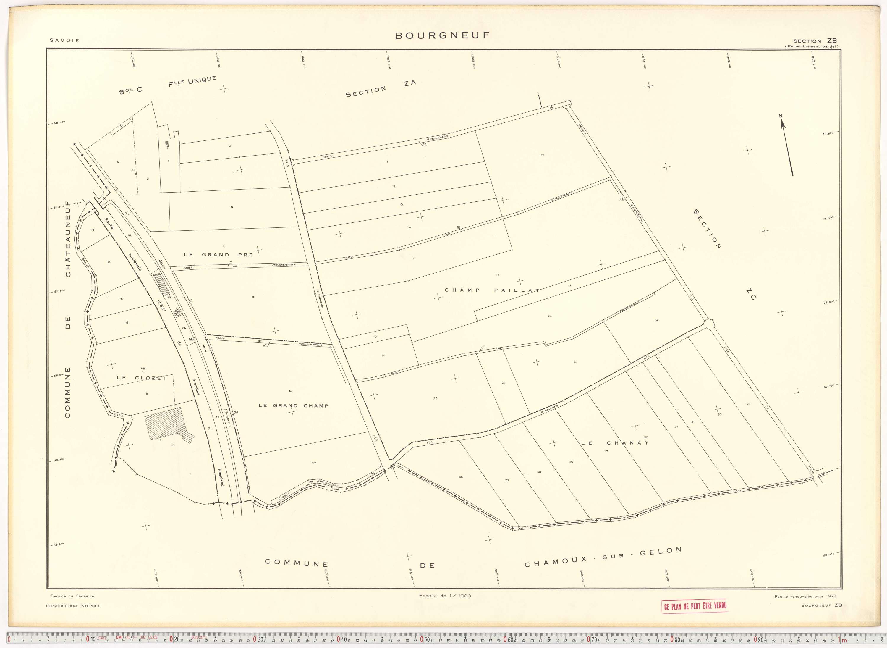 Bourgneuf - Plans cadastraux du cadastre rénové, 1934, et cadastre remembré, 1976.