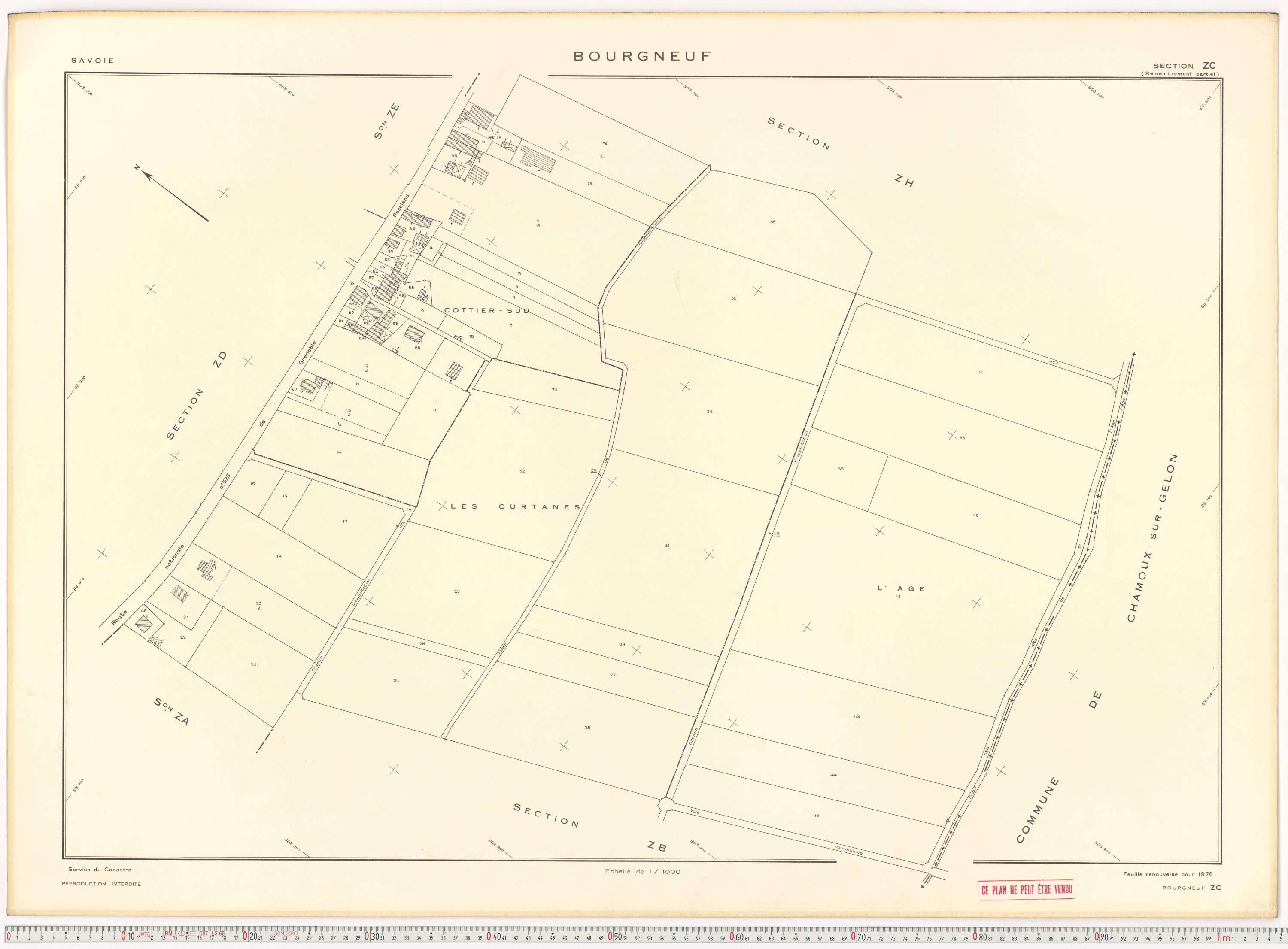 Bourgneuf - Plans cadastraux du cadastre rénové, 1934, et cadastre remembré, 1976.