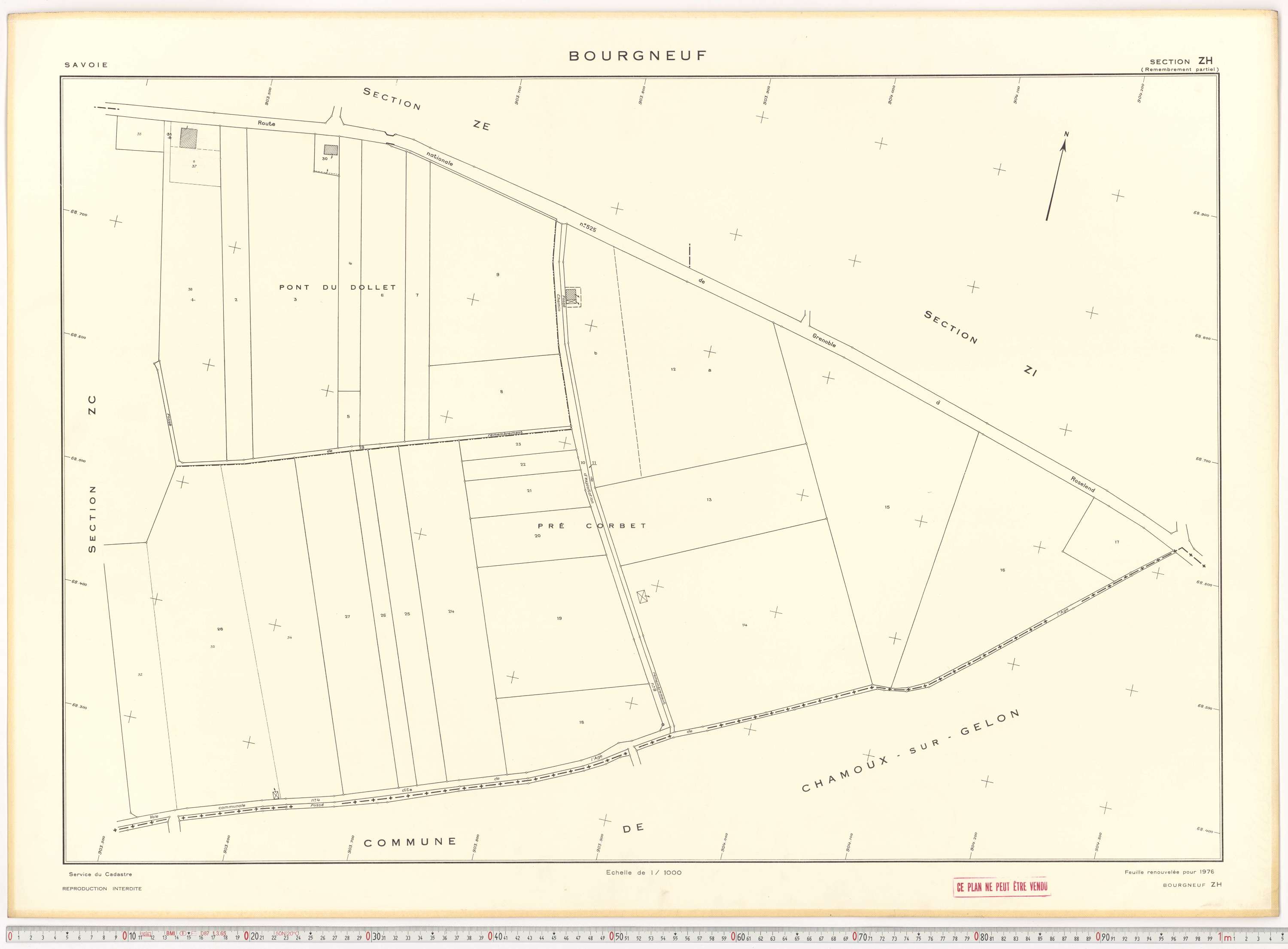 Bourgneuf - Plans cadastraux du cadastre rénové, 1934, et cadastre remembré, 1976.