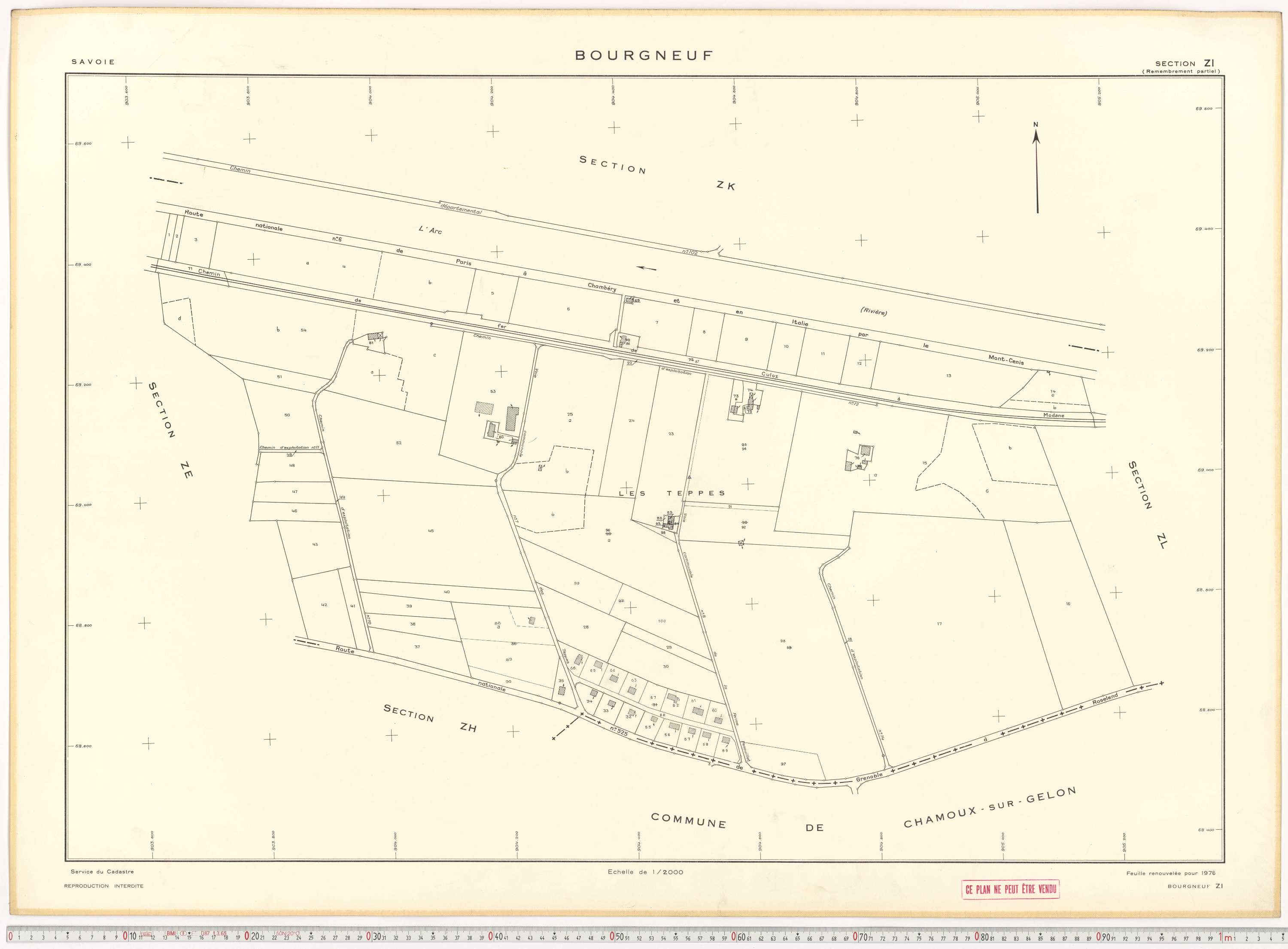 Bourgneuf - Plans cadastraux du cadastre rénové, 1934, et cadastre remembré, 1976.