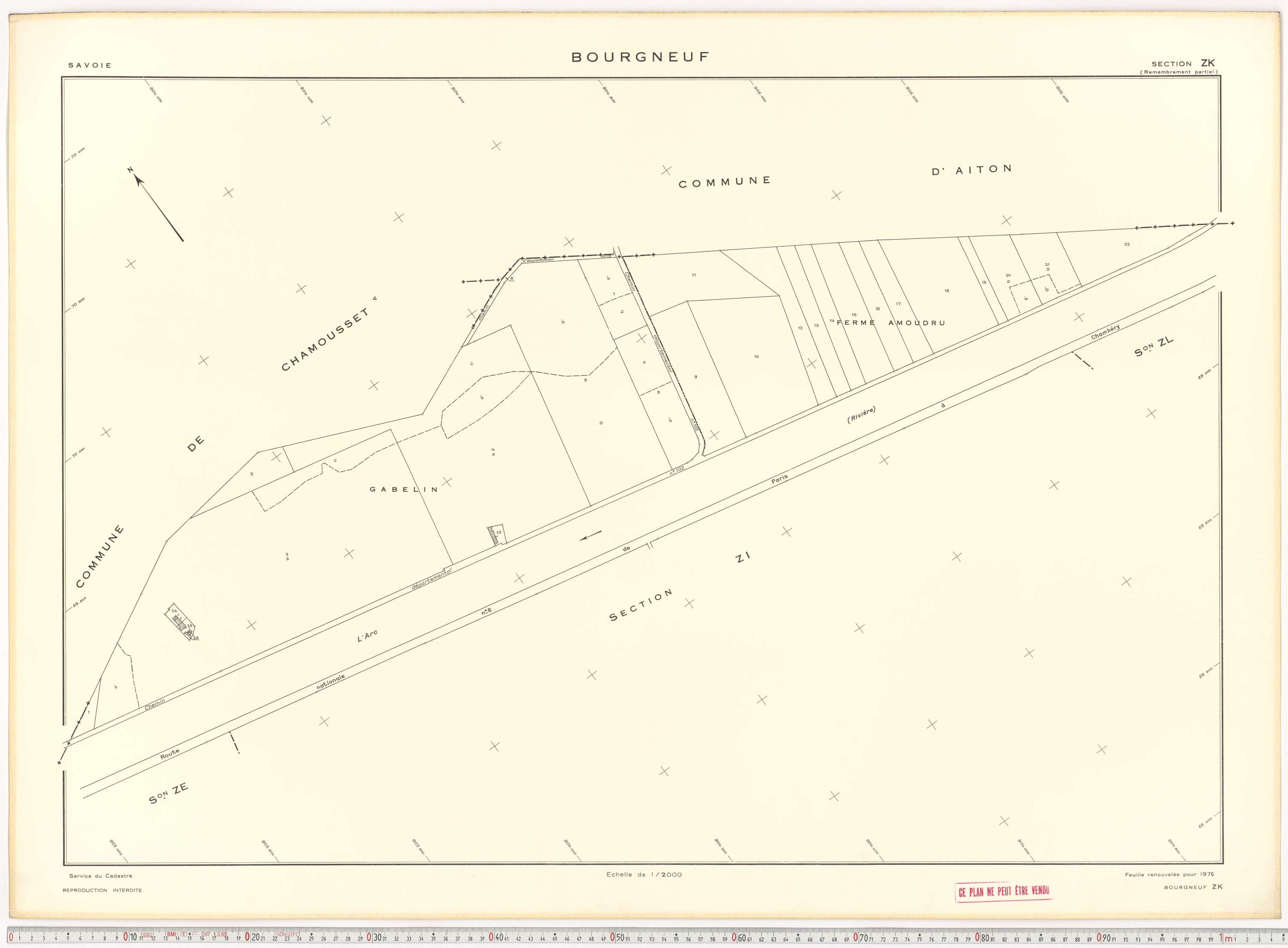 Bourgneuf - Plans cadastraux du cadastre rénové, 1934, et cadastre remembré, 1976.