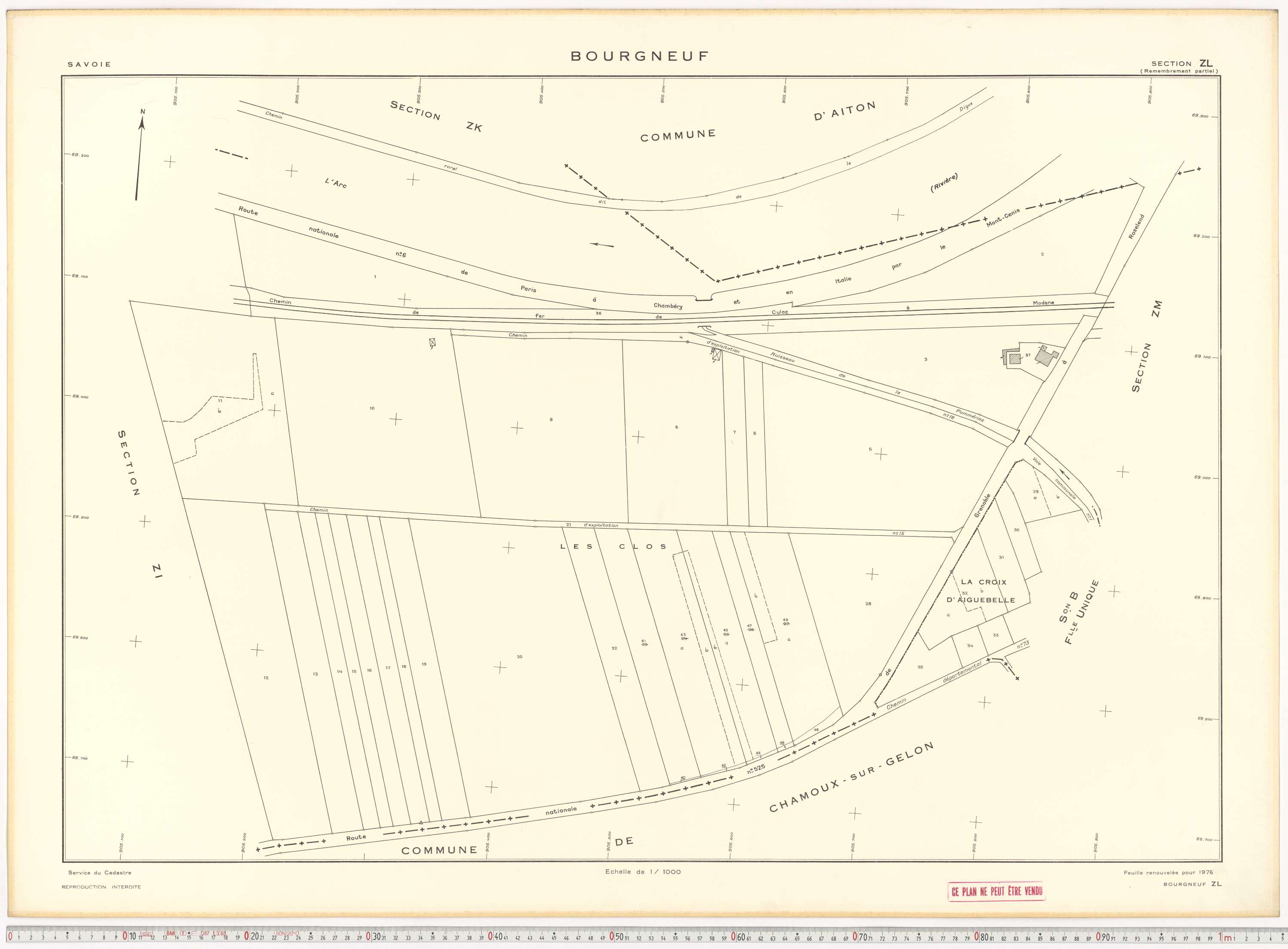 Bourgneuf - Plans cadastraux du cadastre rénové, 1934, et cadastre remembré, 1976.