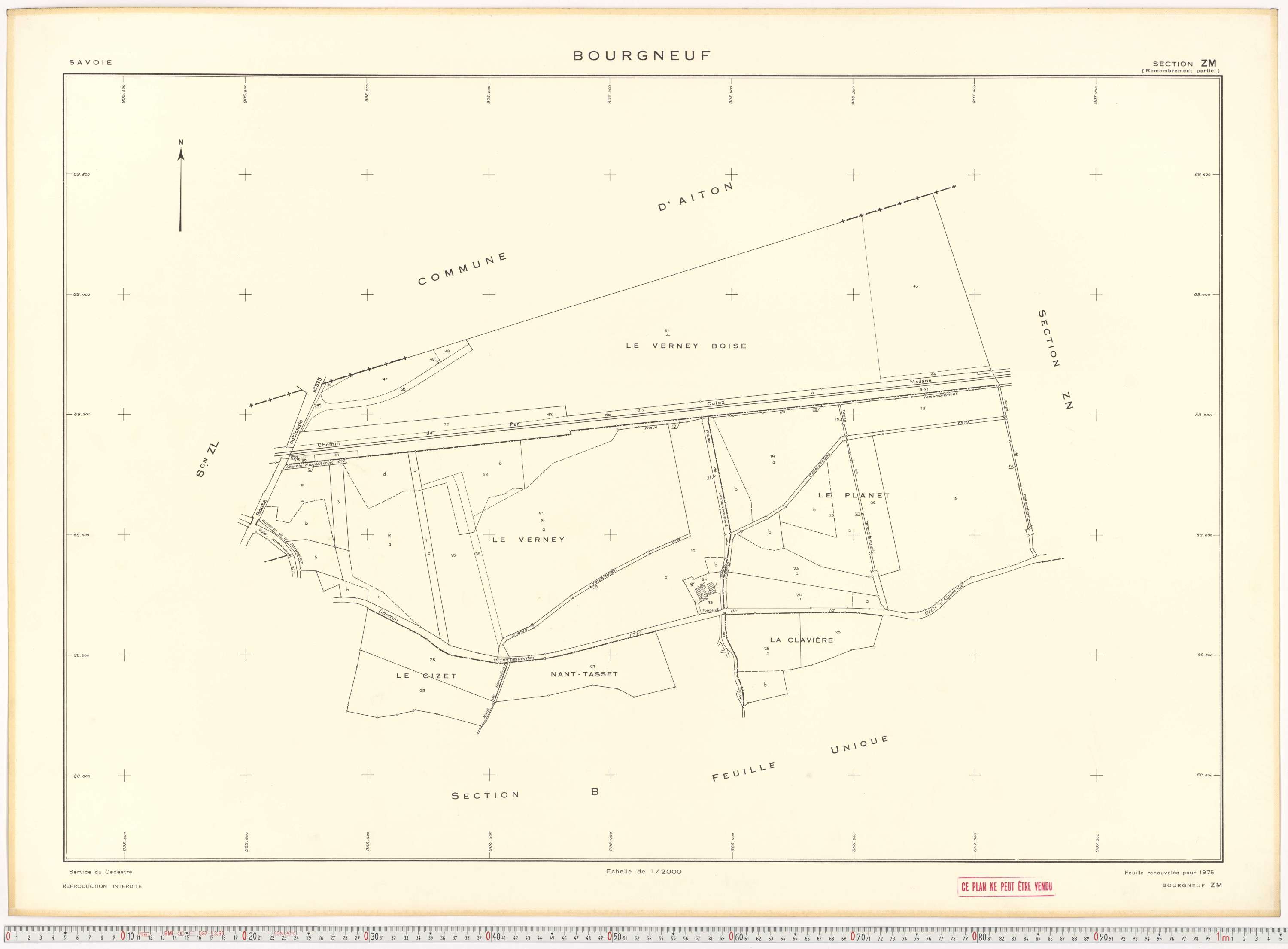 Bourgneuf - Plans cadastraux du cadastre rénové, 1934, et cadastre remembré, 1976.