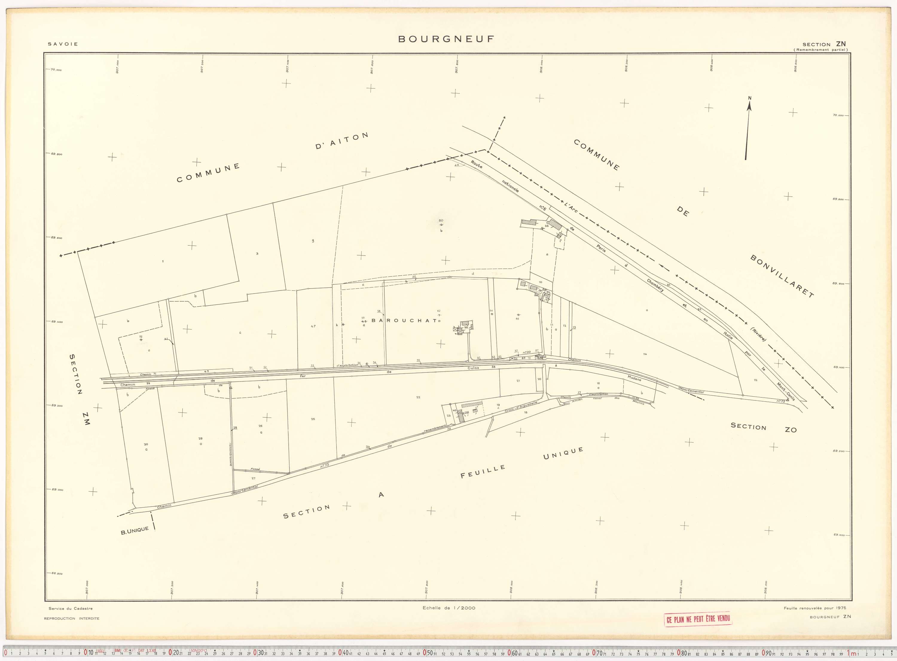 Bourgneuf - Plans cadastraux du cadastre rénové, 1934, et cadastre remembré, 1976.