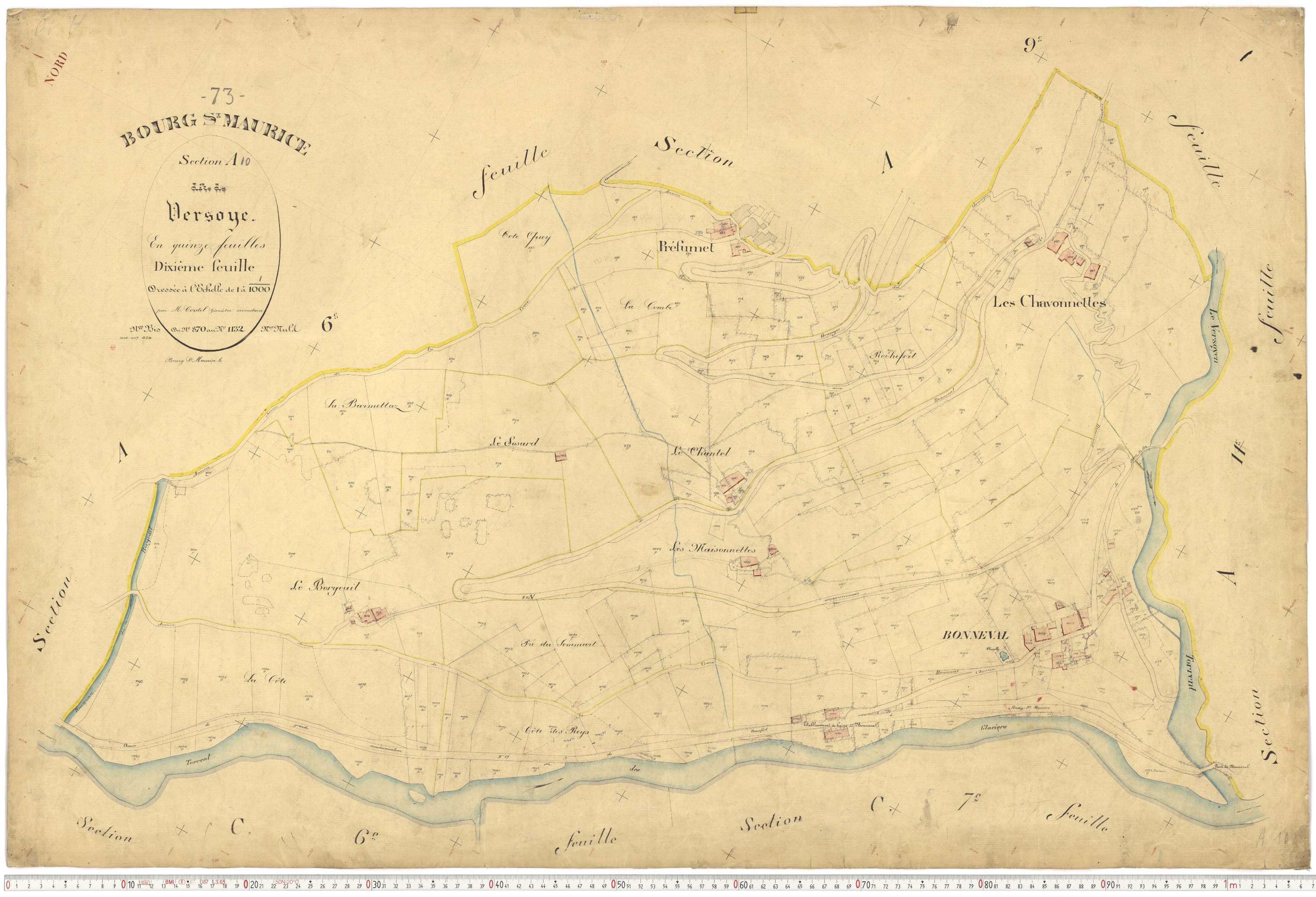 Bourg-Saint-Maurice - Plans cadastraux du premier cadastre français.
