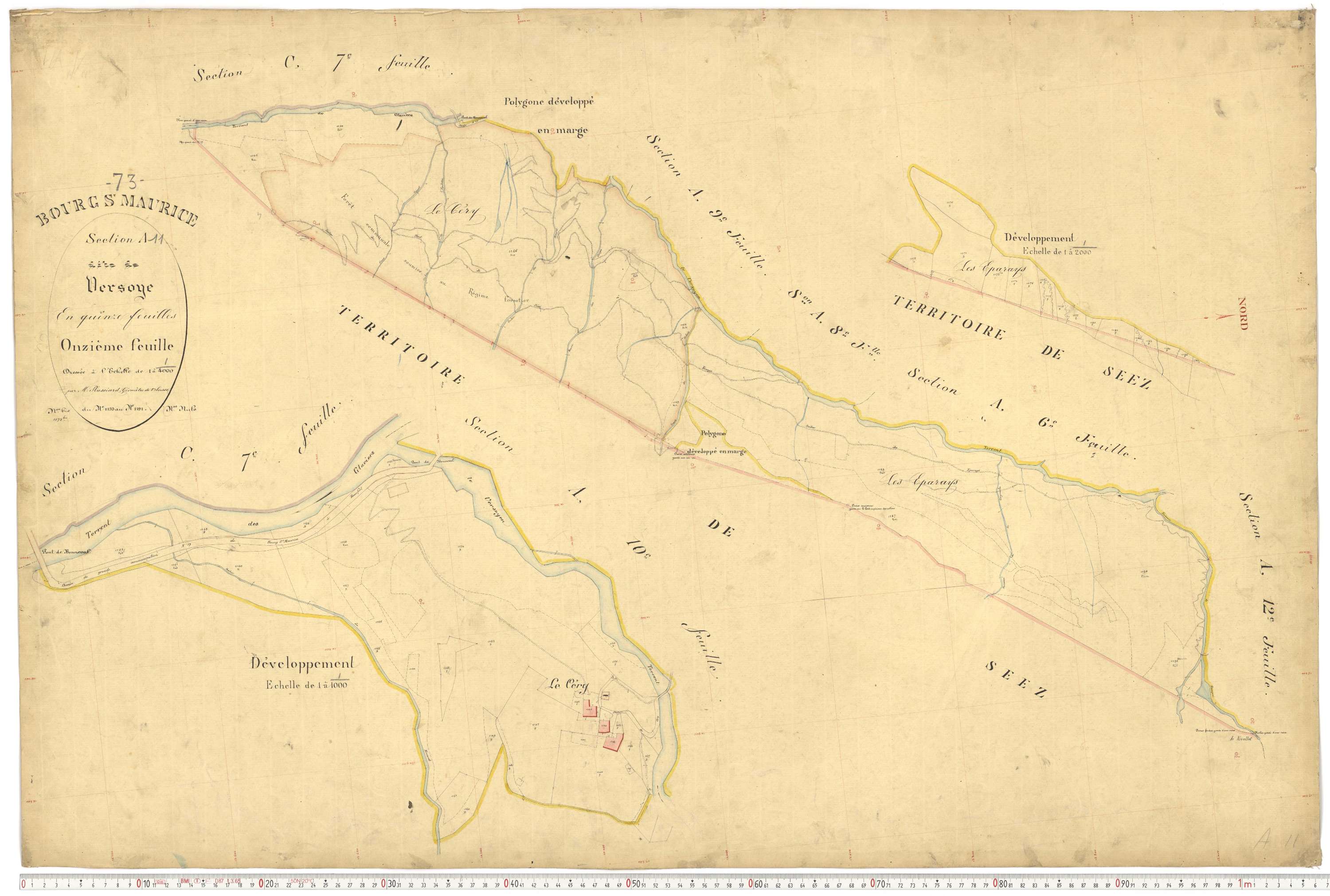 Bourg-Saint-Maurice - Plans cadastraux du premier cadastre français.