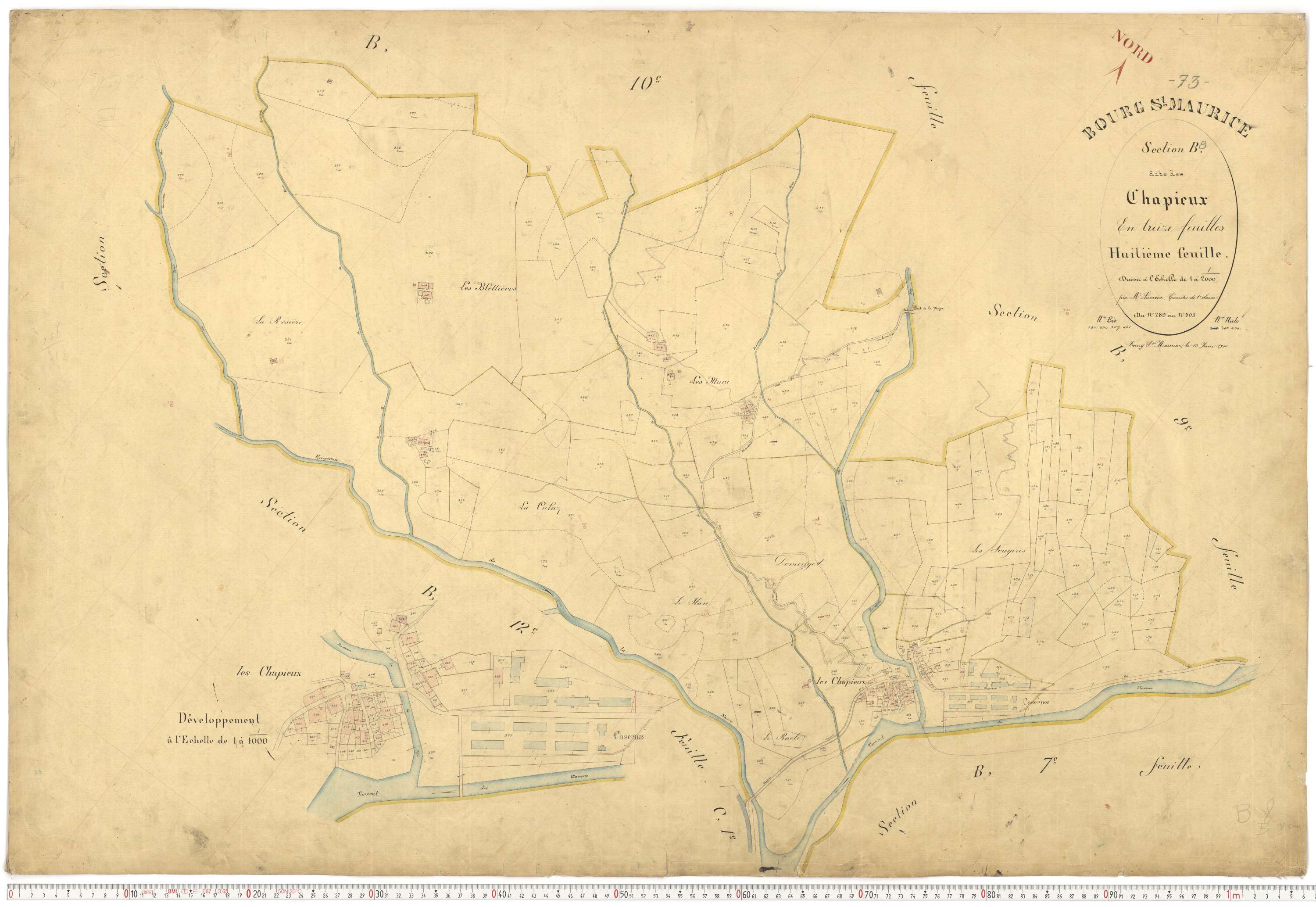 Bourg-Saint-Maurice - Plans cadastraux du premier cadastre français.