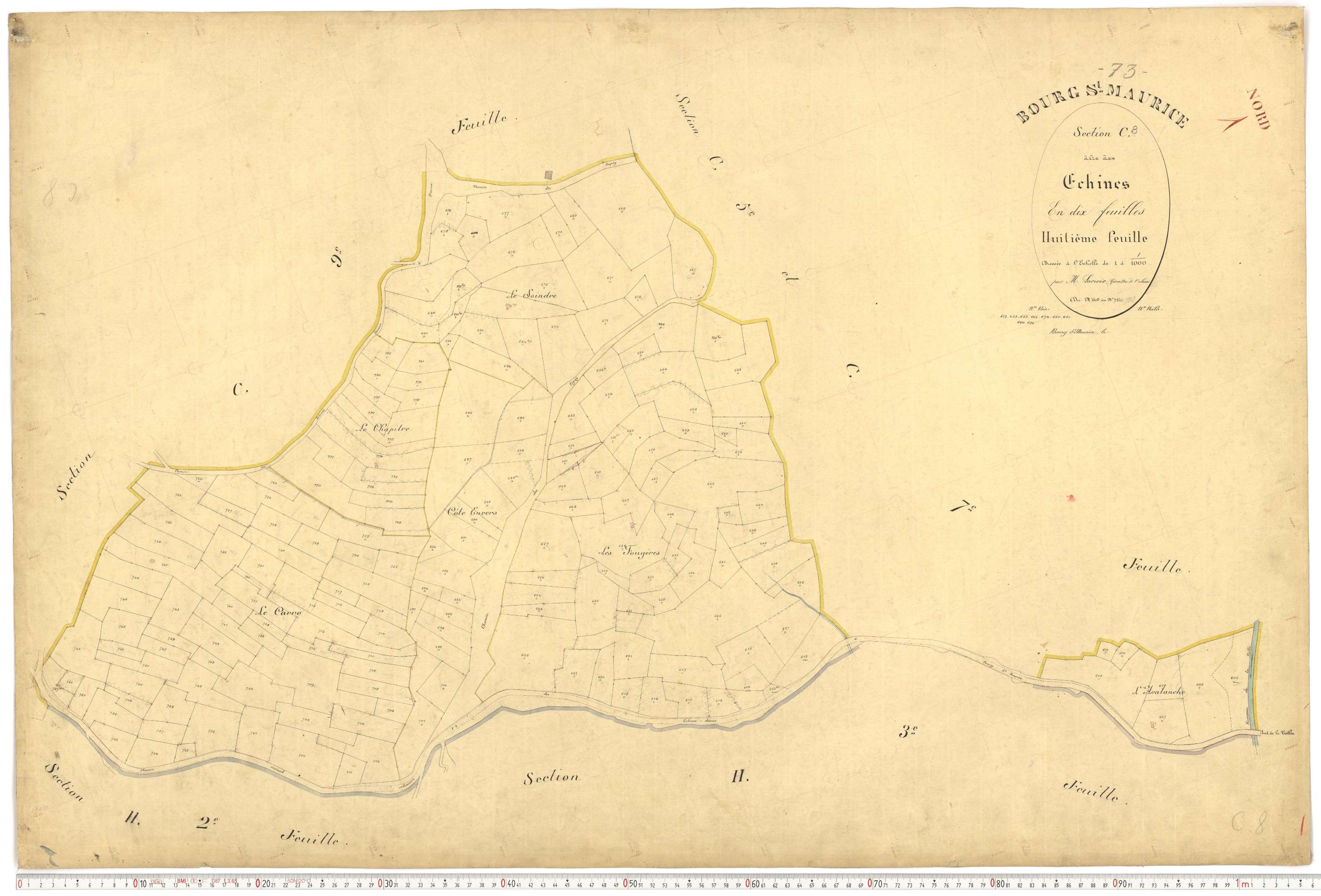 Bourg-Saint-Maurice - Plans cadastraux du premier cadastre français.