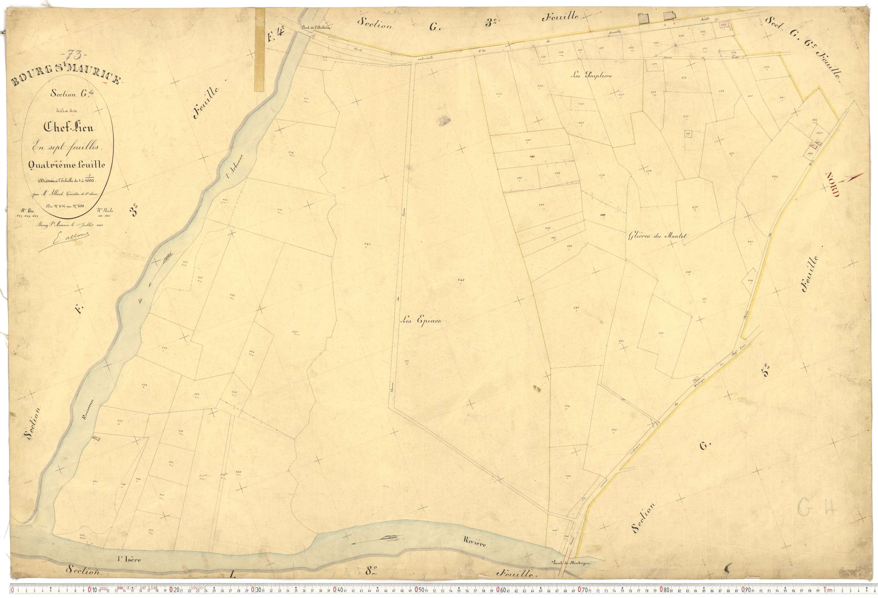 Bourg-Saint-Maurice - Plans cadastraux du premier cadastre français.