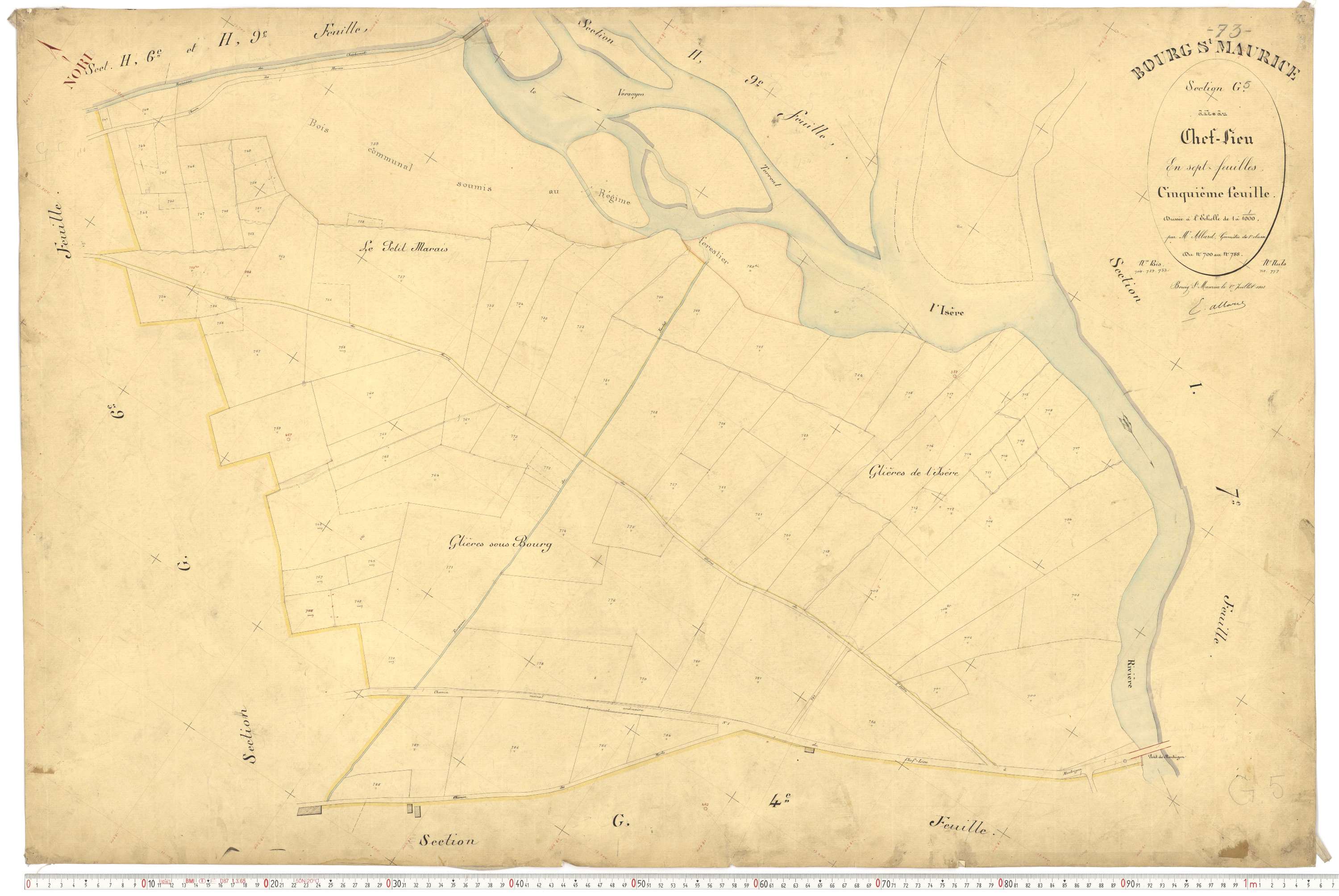 Bourg-Saint-Maurice - Plans cadastraux du premier cadastre français.