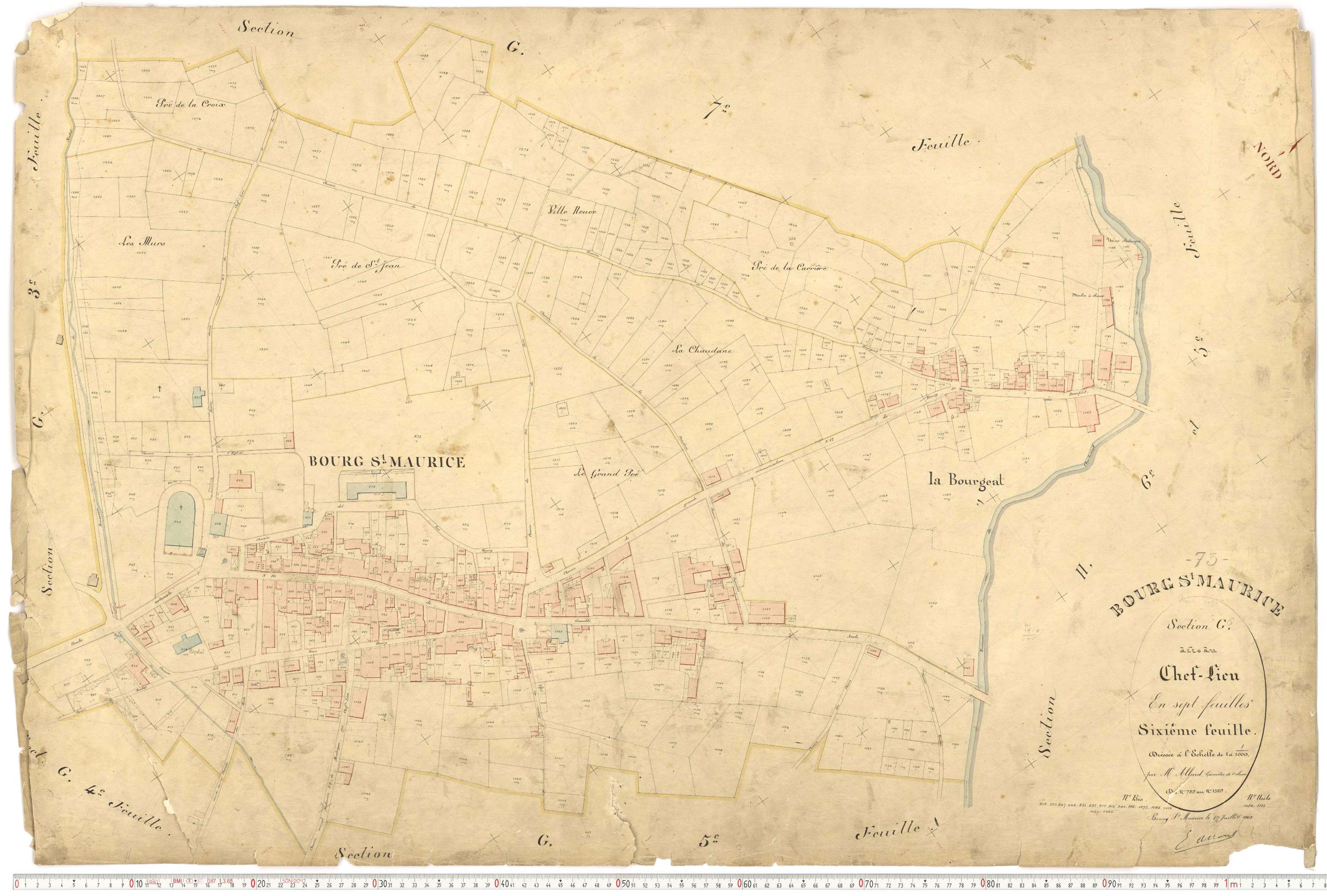 Bourg-Saint-Maurice - Plans cadastraux du premier cadastre français.