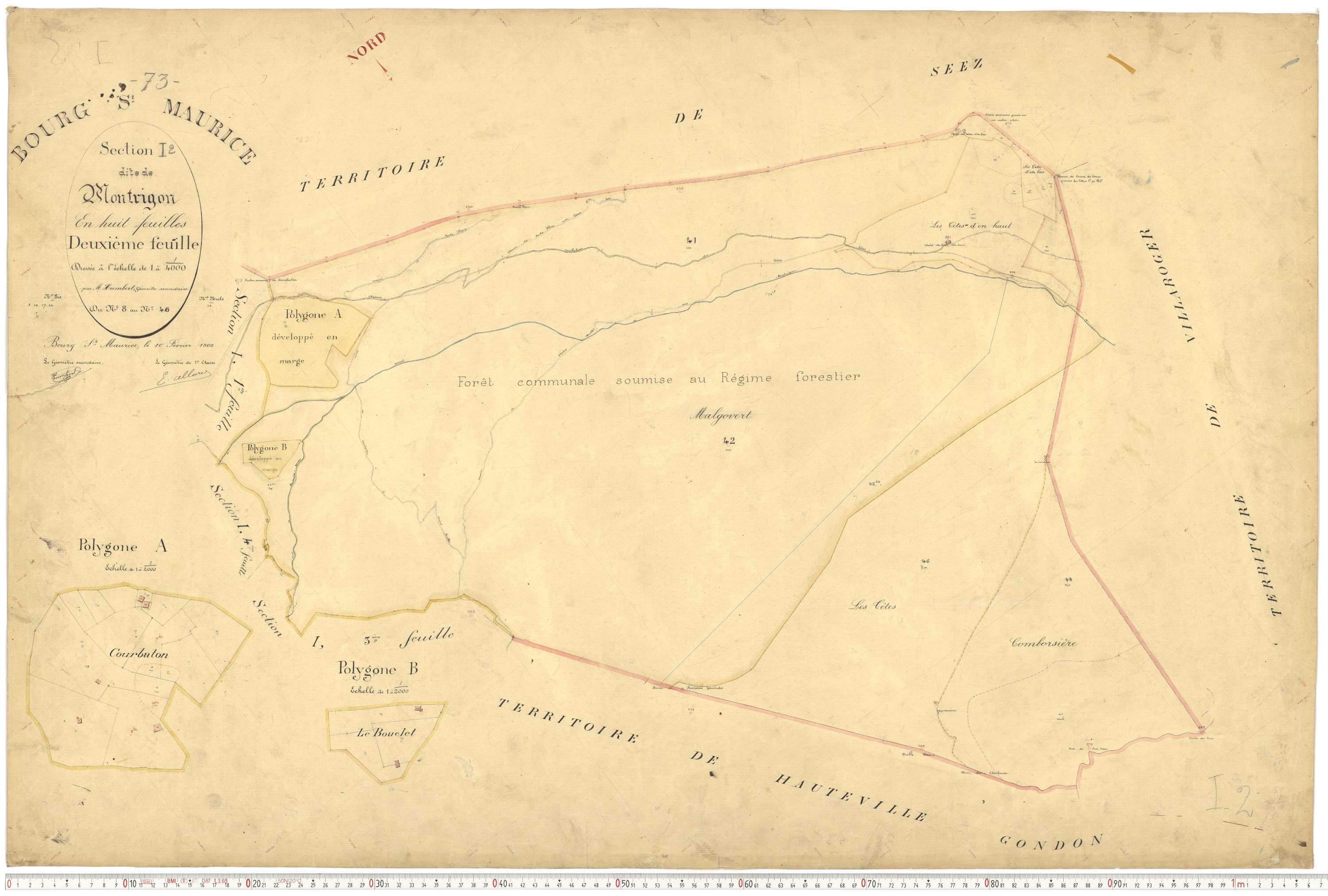 Bourg-Saint-Maurice - Plans cadastraux du premier cadastre français.
