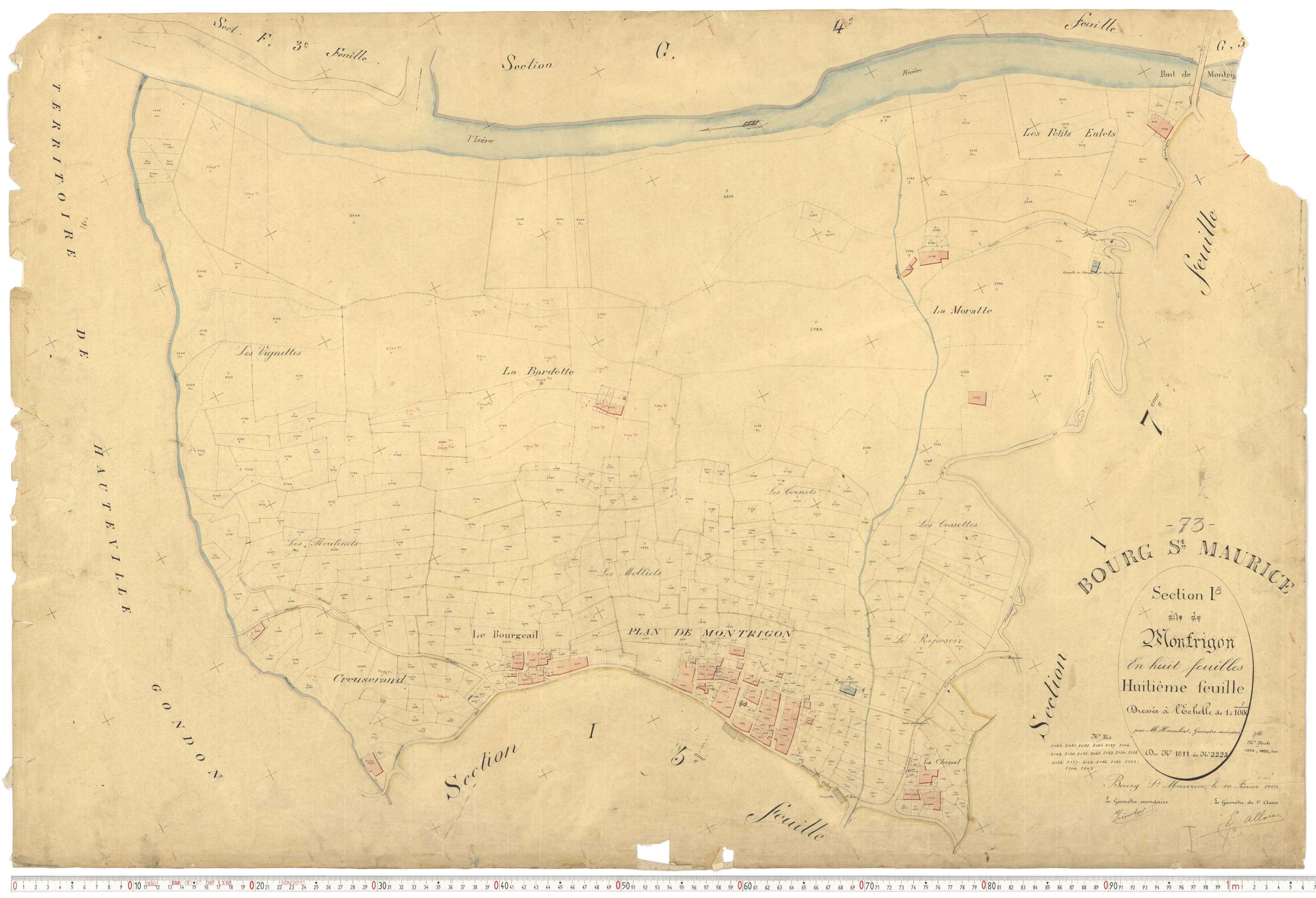 Bourg-Saint-Maurice - Plans cadastraux du premier cadastre français.